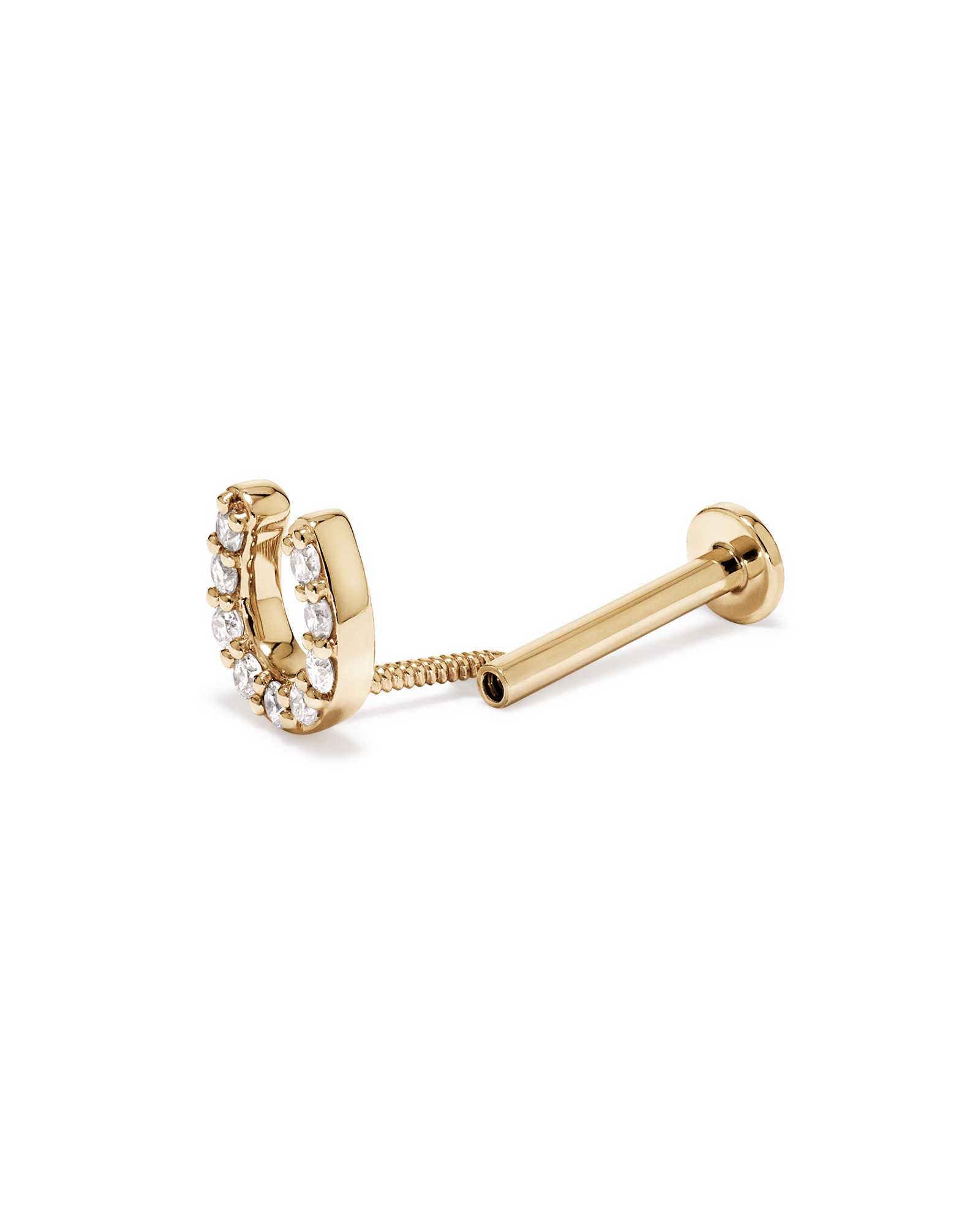 Horseshoe Helix Single Stud Earring with 0.04 Carat TW of Laboratory-Grown Diamonds in 10kt Gold