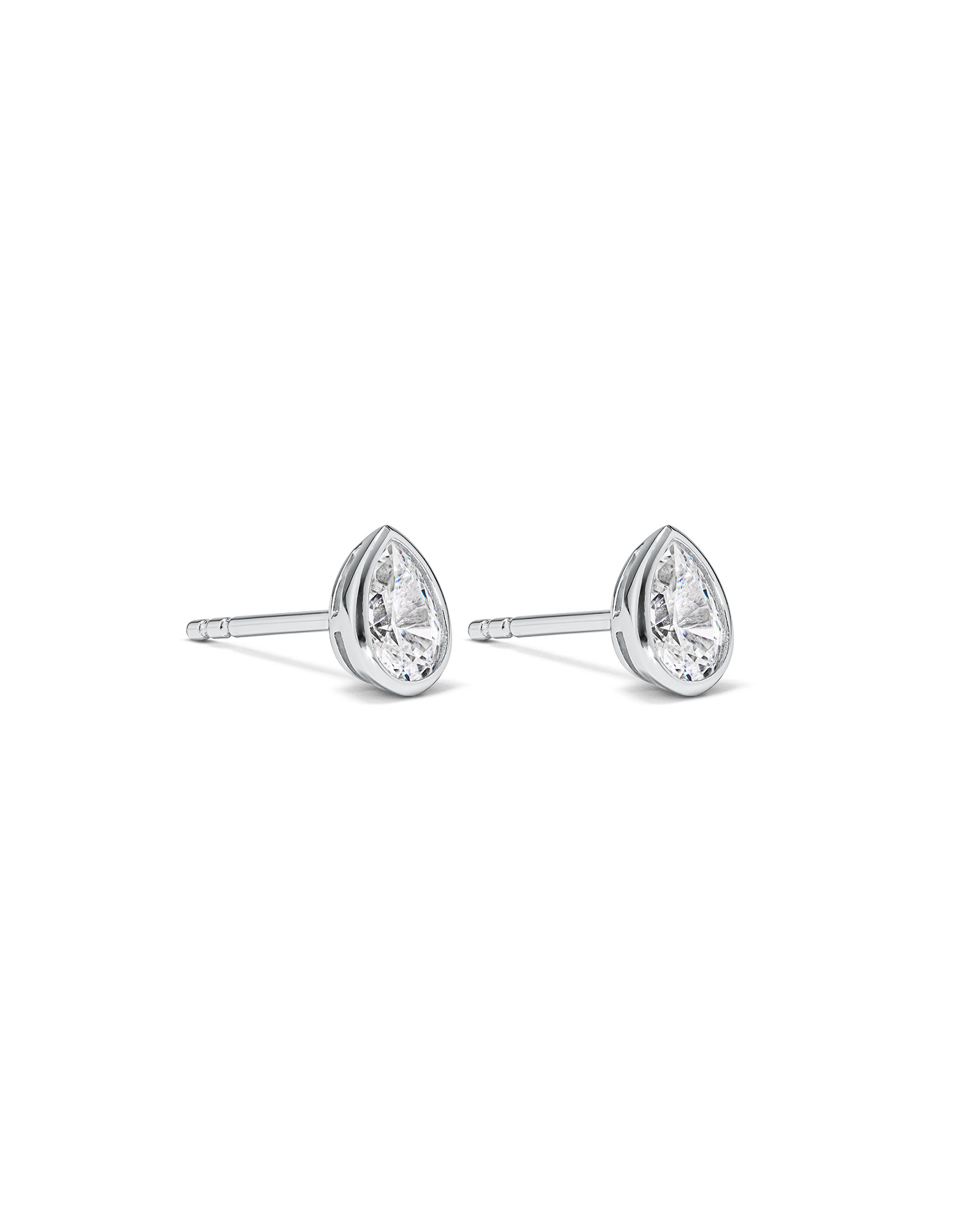 Boucles d'Oreilles Clous en Zircon Cubique en Forme de Poire, Serties en Chaton, en Argent Sterling