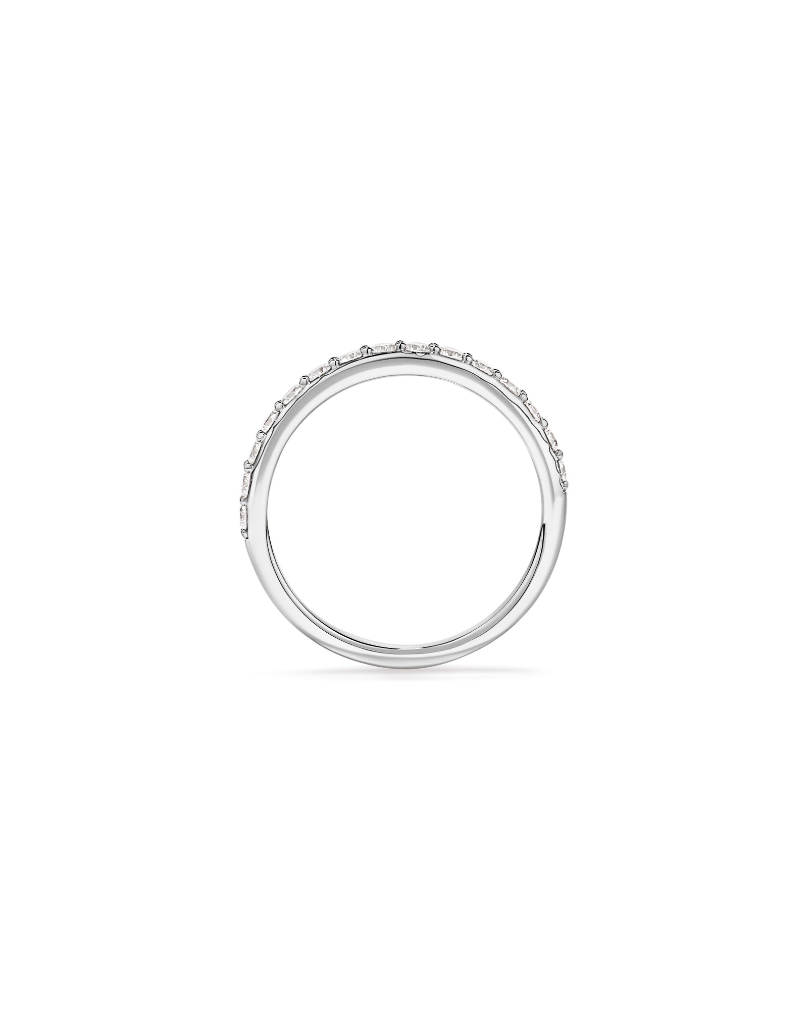 Alliance en or blanc 14 carats sertie d'un diamant rond brillant de synthèse 0,50 carat