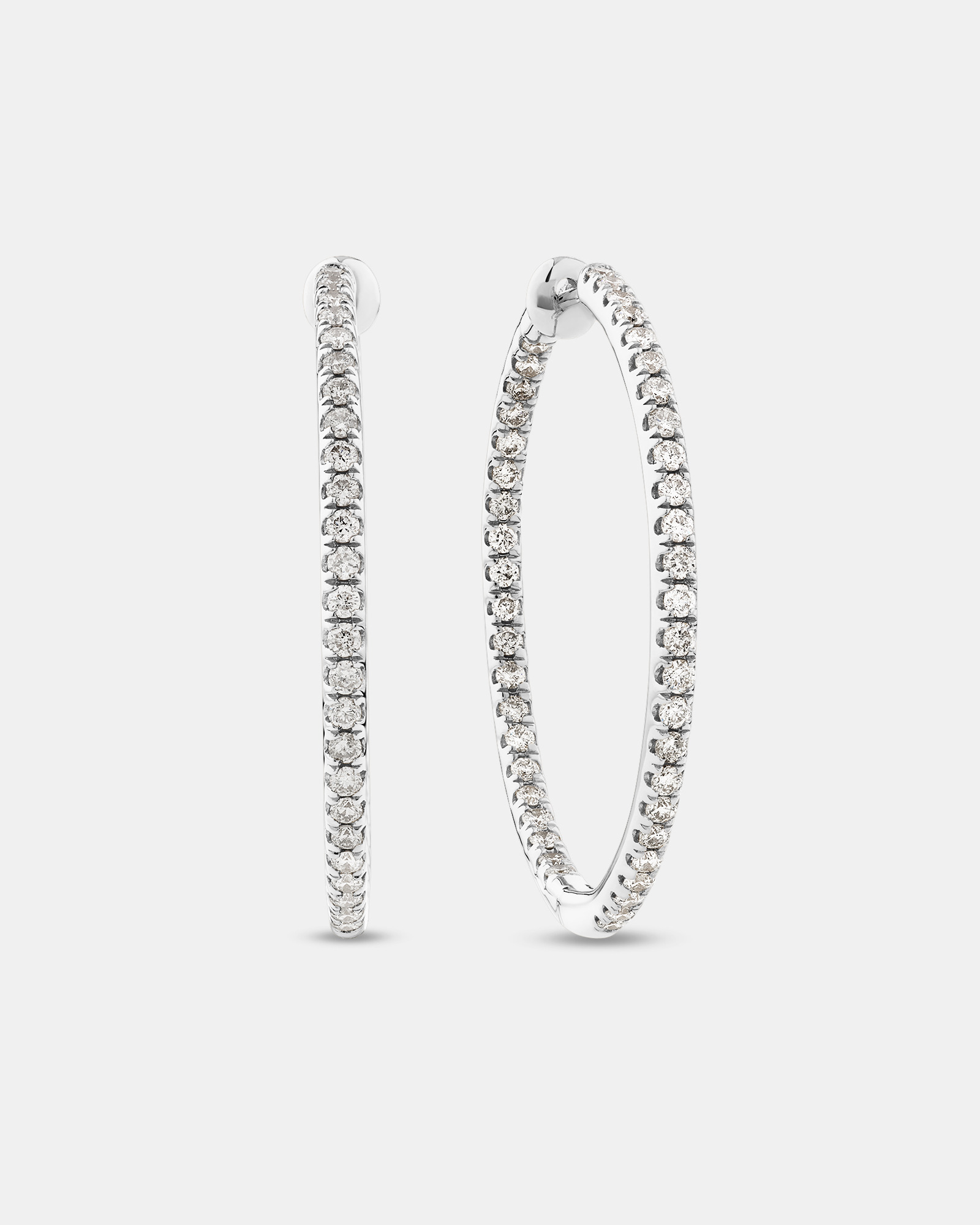 Hoop Earrings With 1.00 Carat TW of Diamonds Set 10kt White Gold