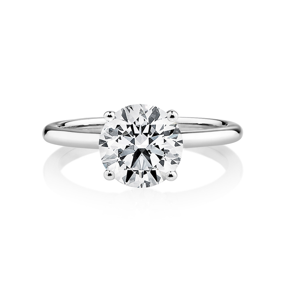 Bague en or blanc 14 K avec diamant créé en laboratoire totalisant 2 ct