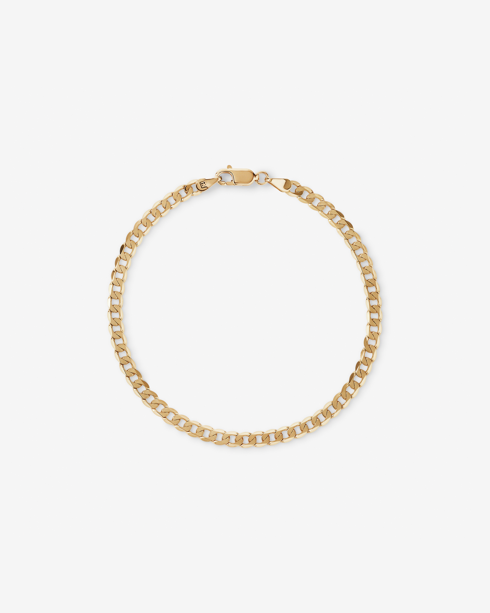 17cm (7.5") 3.75mm Flat Beveled Curb Bracelet in 10kt Yellow Gold