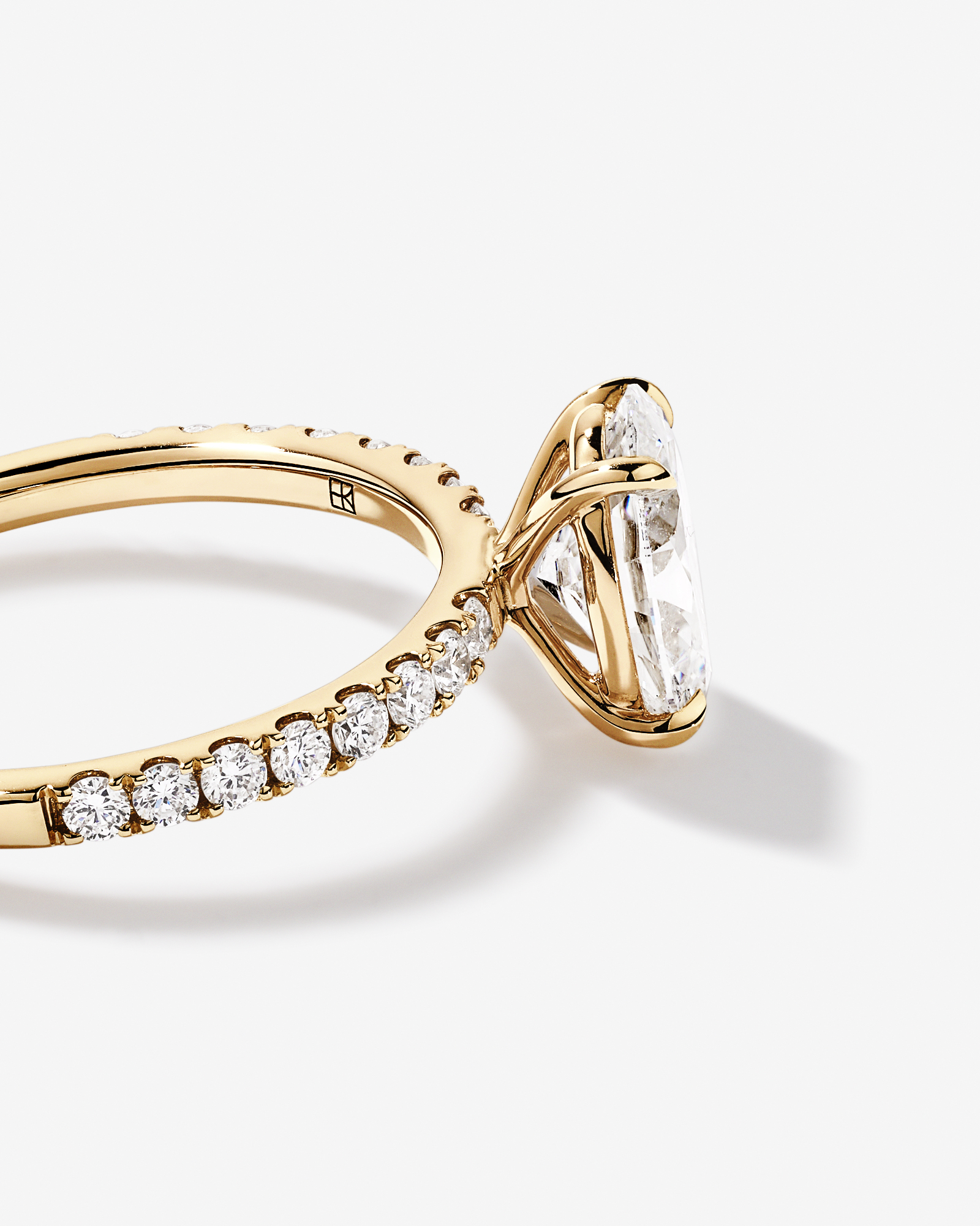 1.81 Carat TW Oval Lab-Grown Diamond Side Accent Engagement Ring 14kt Yellow Gold