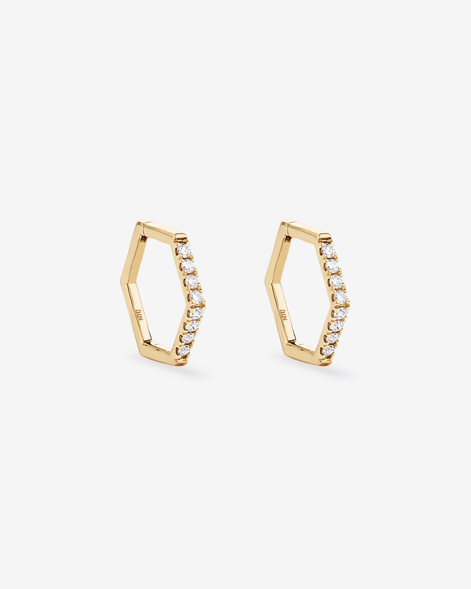 Diamond Angled Hoop Earrings in 10kt Gold