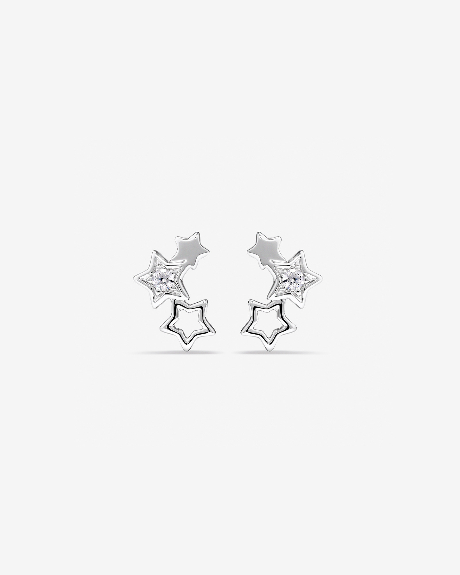 Boucles d'oreilles clous Trio d'étoiles avec zircone cubique en argent sterling