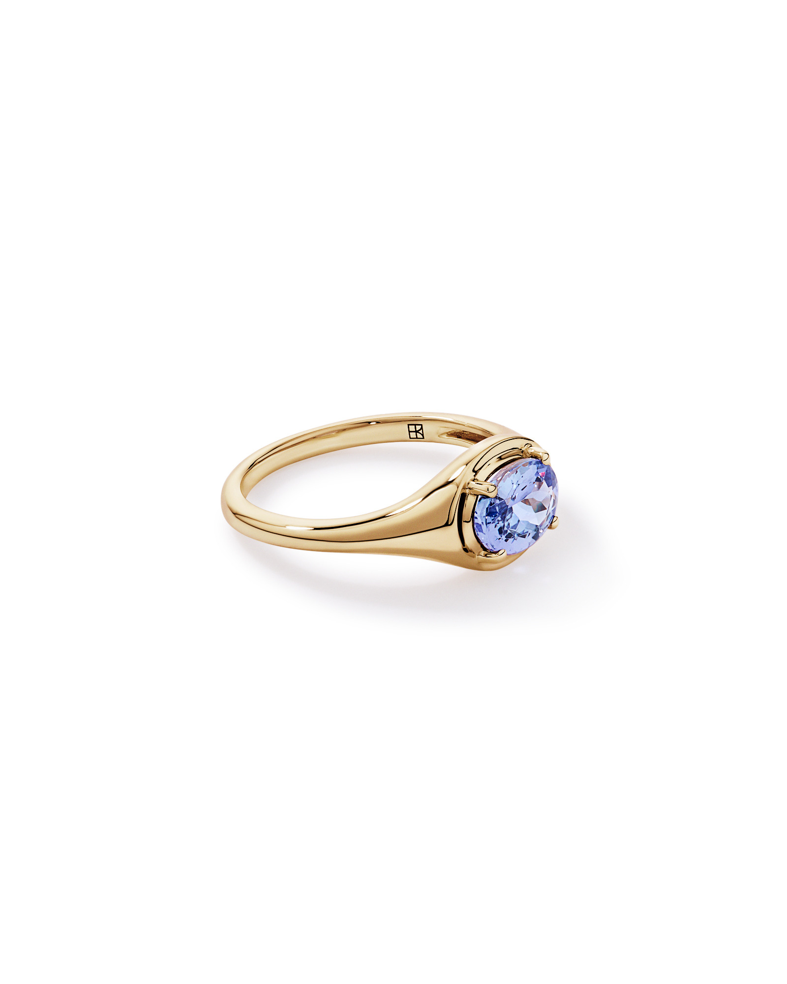 Oval Cut Tanzanite East-to-West Set Ring 10kt Yellow Gold