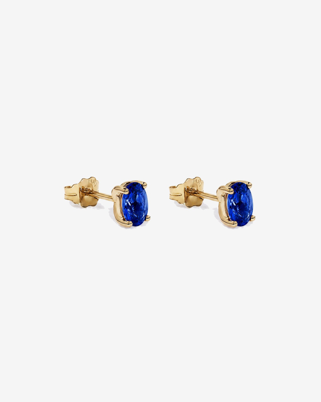 Boucles d'oreilles puces ovales Saphir en or jaune 10 ct