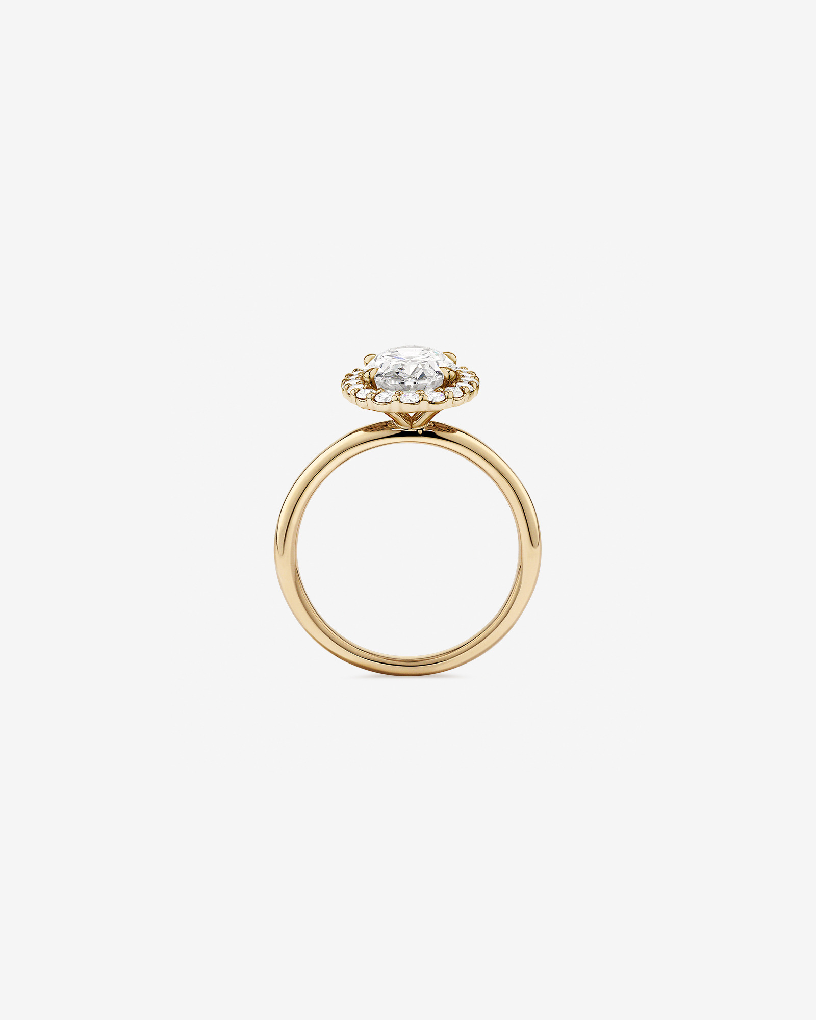 2.34 Carat TW Oval Cut Laboratory-Grown Diamond Halo Engagement Ring in 14kt Yellow Gold
