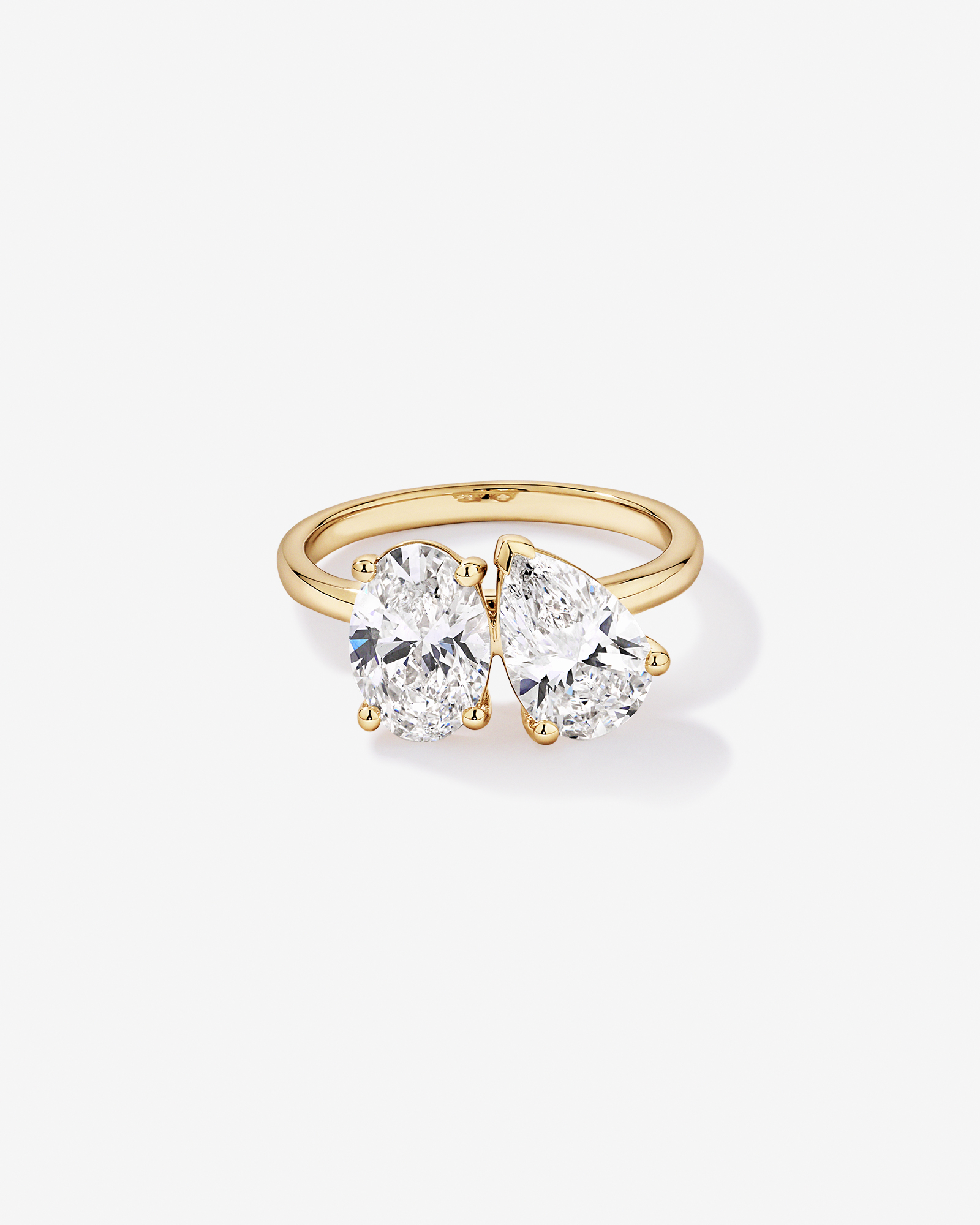 3.00TW Pear and Oval Laboratory-Grown Diamond Two Stone Engagement Ring 14kt Yellow Gold
