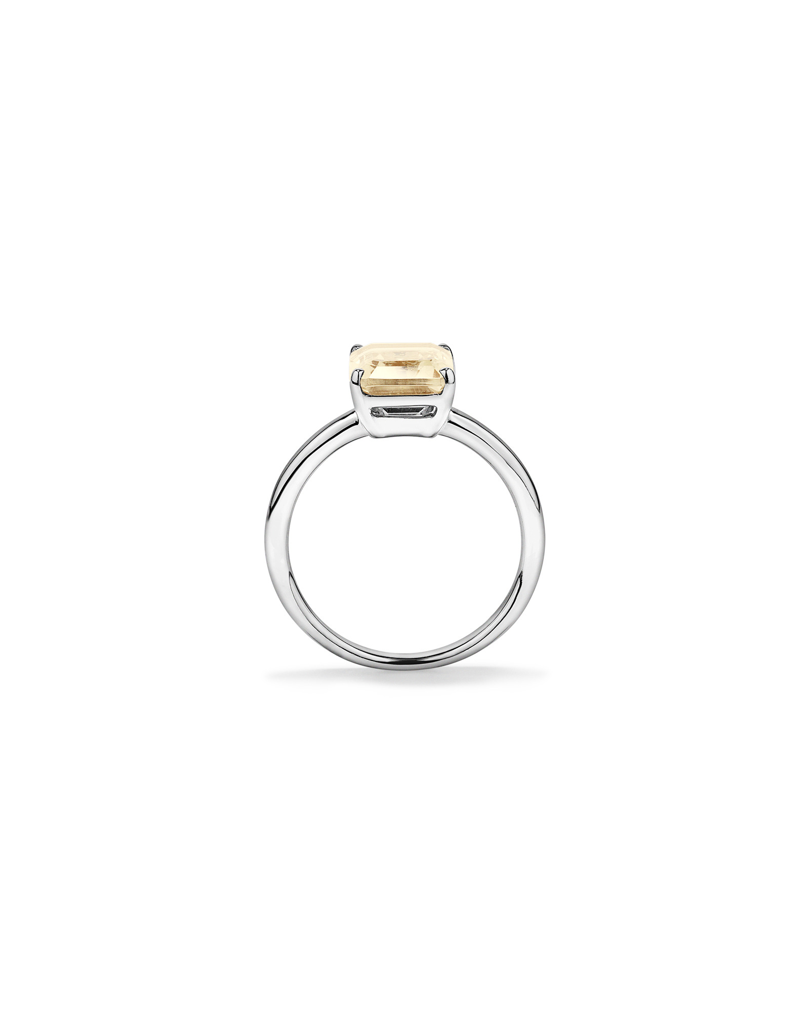 Emerald Cut Soft Champagne Citrine Solitaire Ring Sterling Silver
