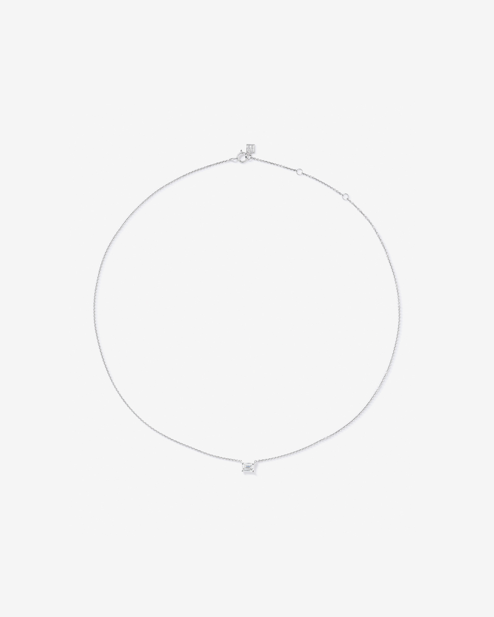 0.50TW Lab Diamond Solitaire Emerald Cut Necklace in Silver
