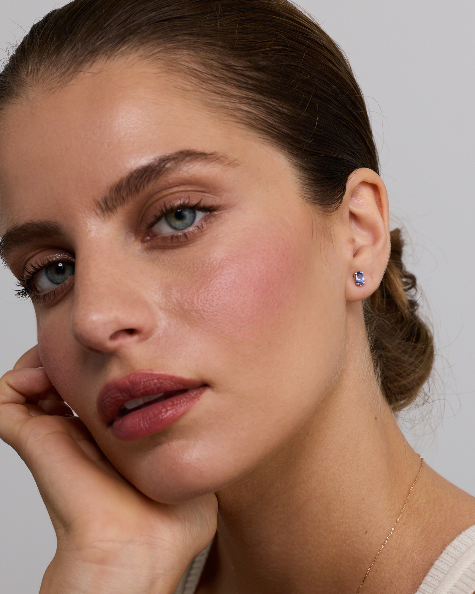 Tanzanite Solitaire Stud Earrings in 10kt Yellow Gold