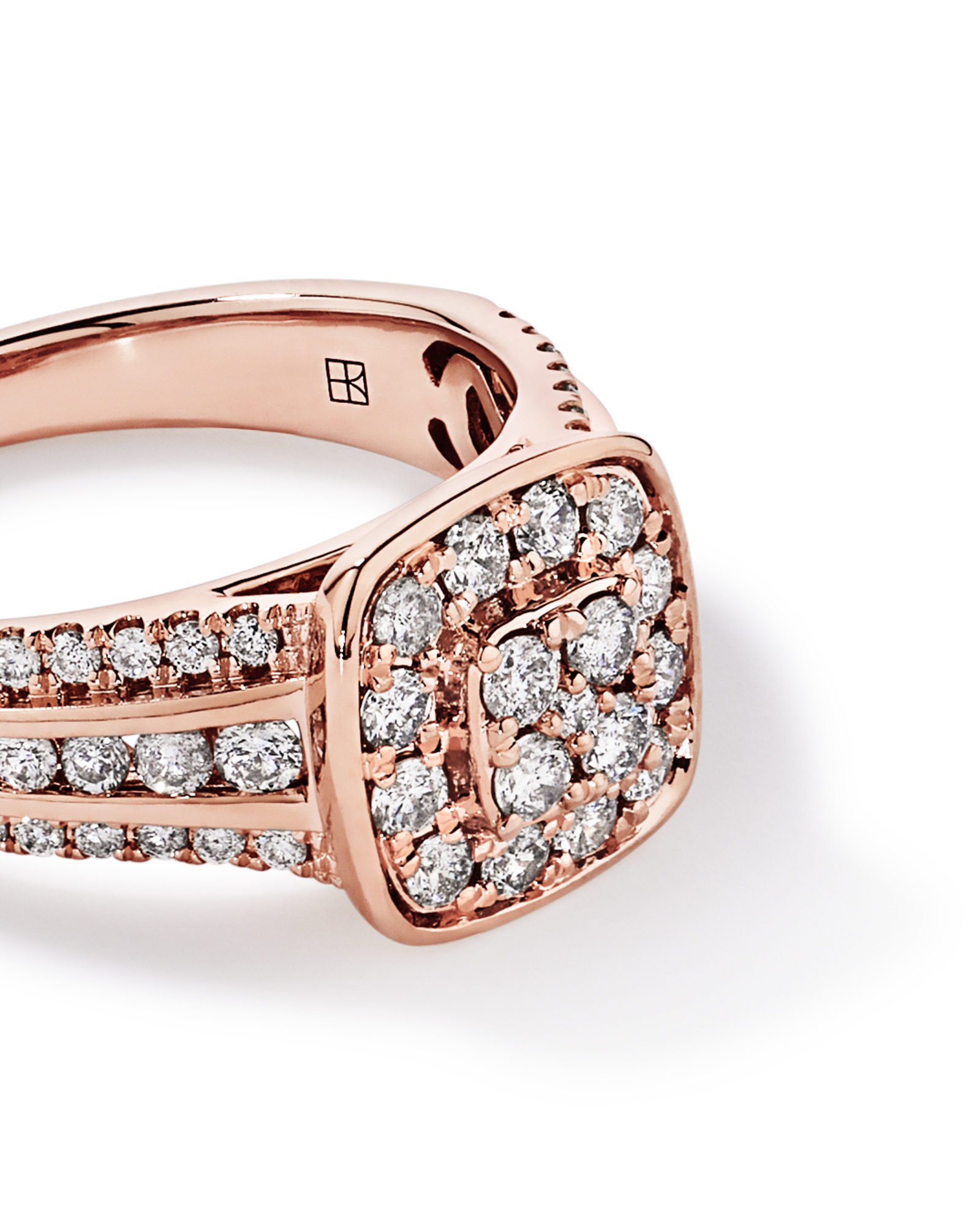 0.85 Carat TW Cushion-Shaped Diamond Cluster Ring 10kt Rose Gold