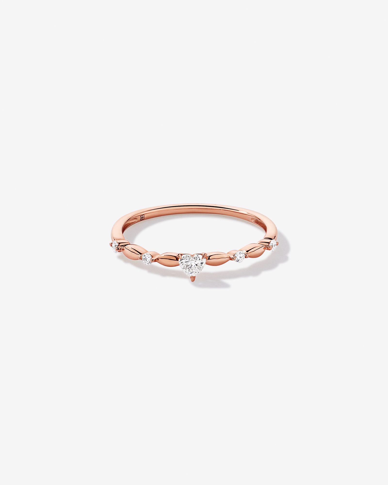 0.15TW Heart and Round Brilliant Laboratory-Grown Diamond Promise Ring 10kt Rose Gold