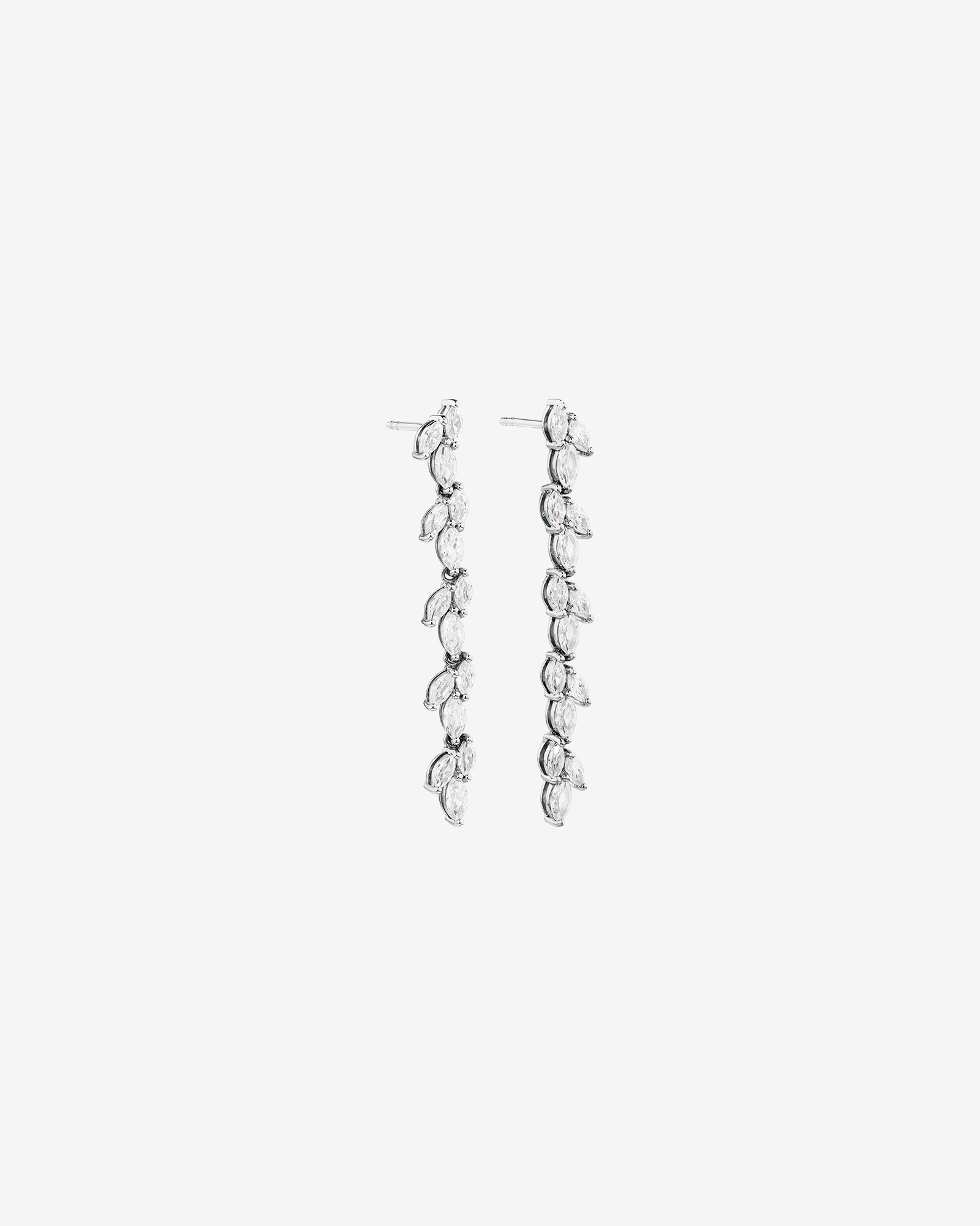 Boucles d'Oreilles Pendantes en Clou Liane en Zircon Cubique en Argent Sterling