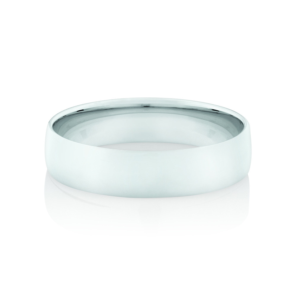 5mm Lite Half Round Wedding Band in 10kt White Gold