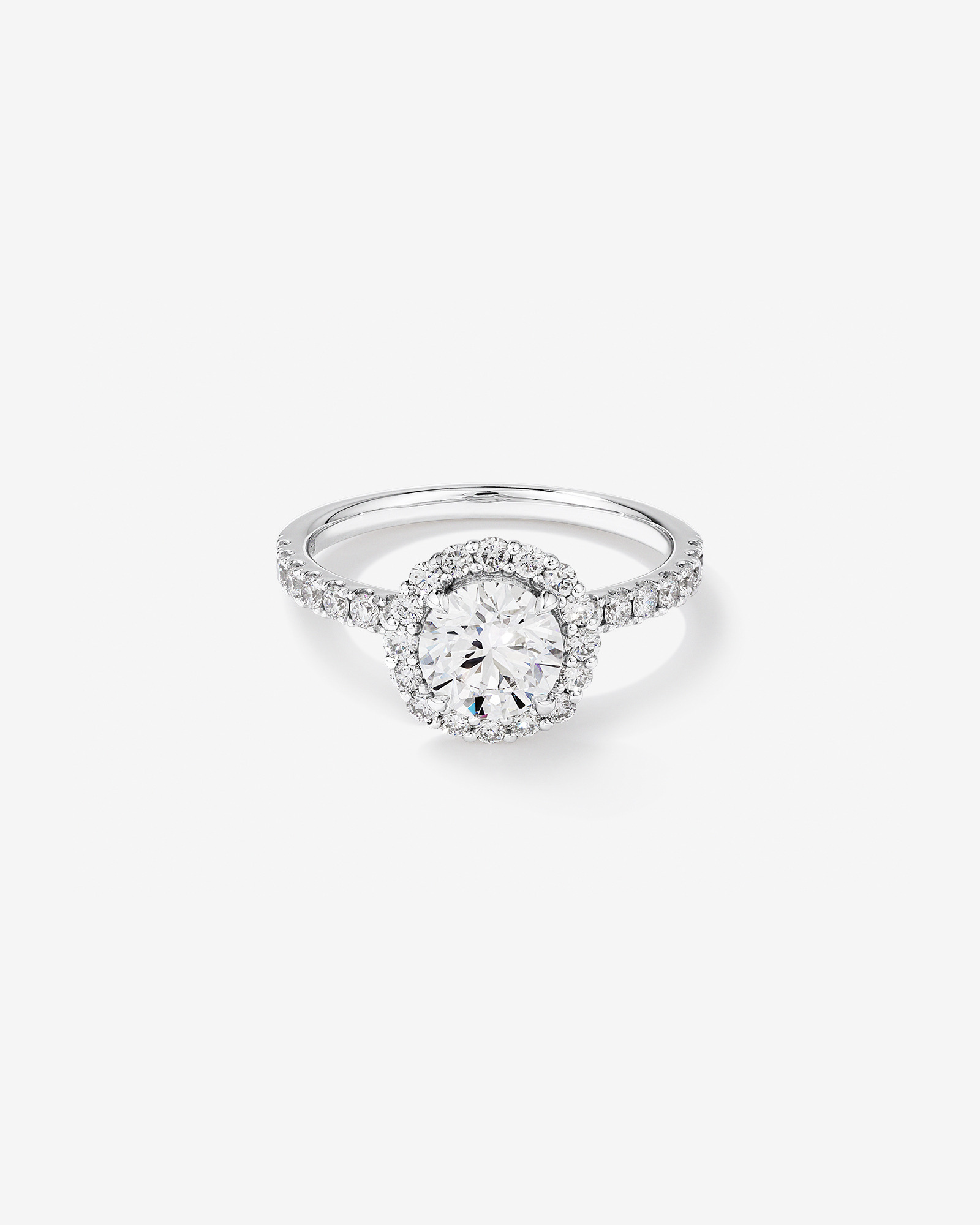 1.79 Carat TW Round Brilliant Laboratory-Grown Diamond Halo Engagemet Ring 14kt White Gold