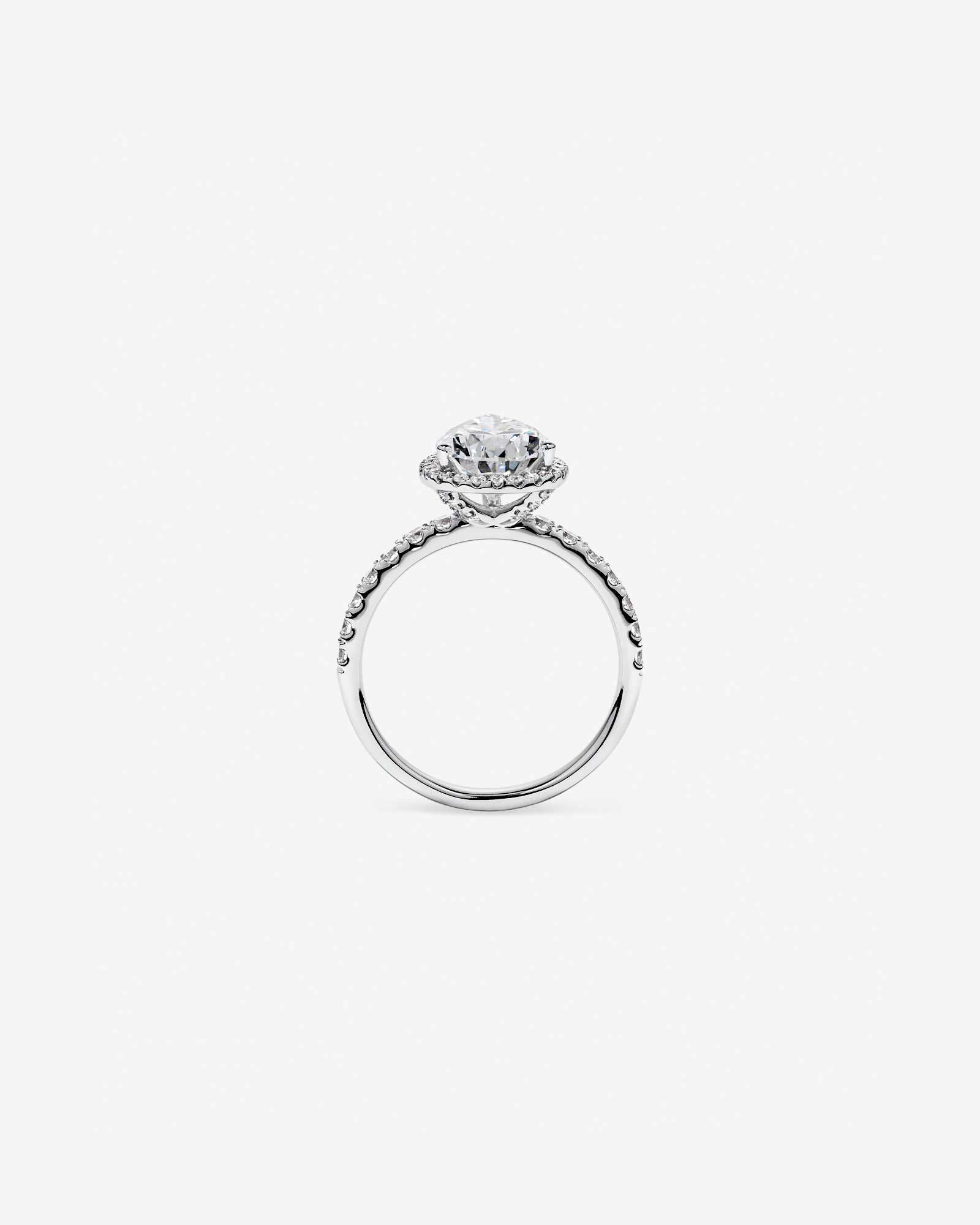 3.60 Carat TW Pear Cut Laboratory-Grown Diamond Halo Engagement Ring in 18kt White Gold