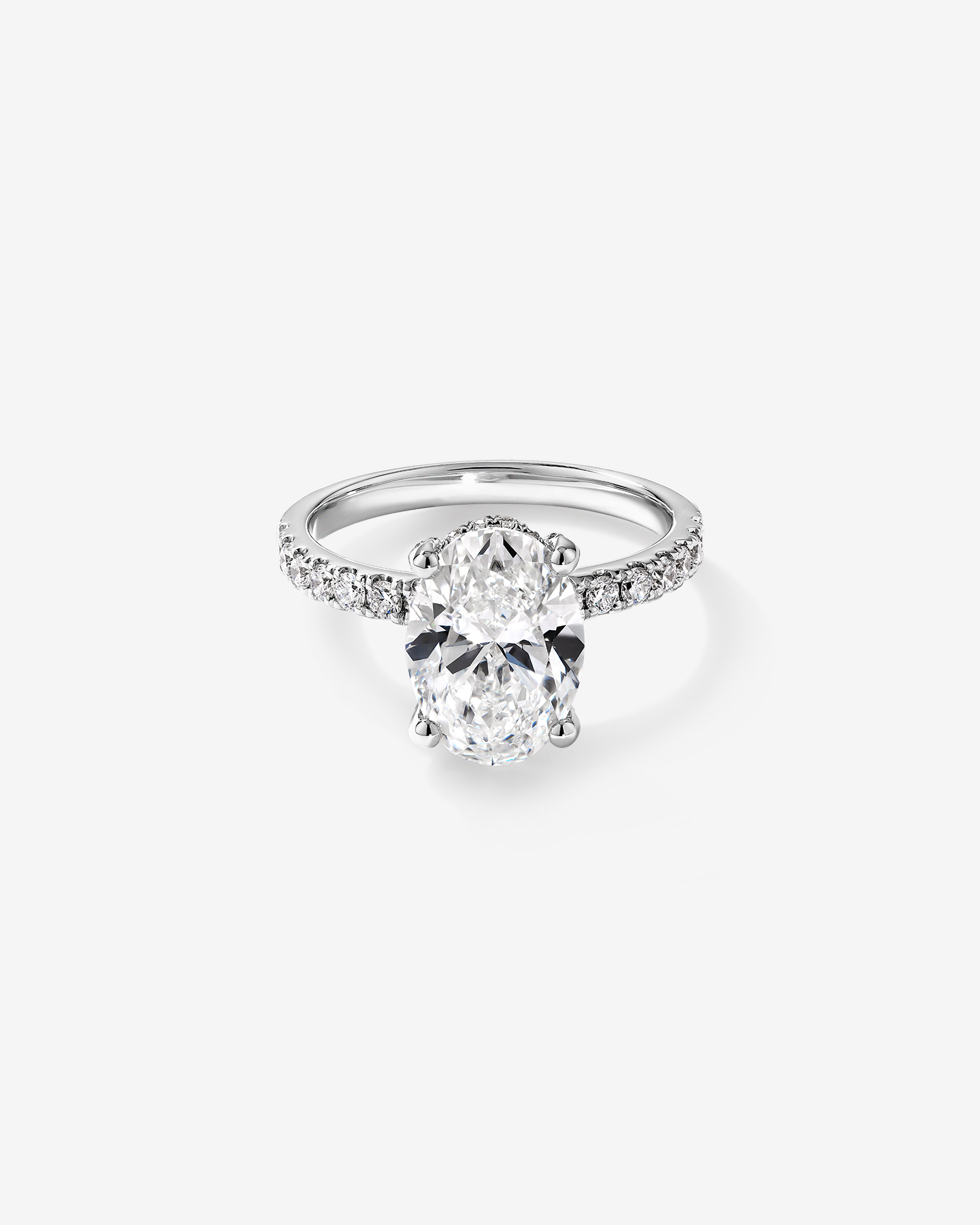 3.50 Carat TW Oval Cut Laboratory-Grown Diamond Engagement Ring in 18kt White Gold
