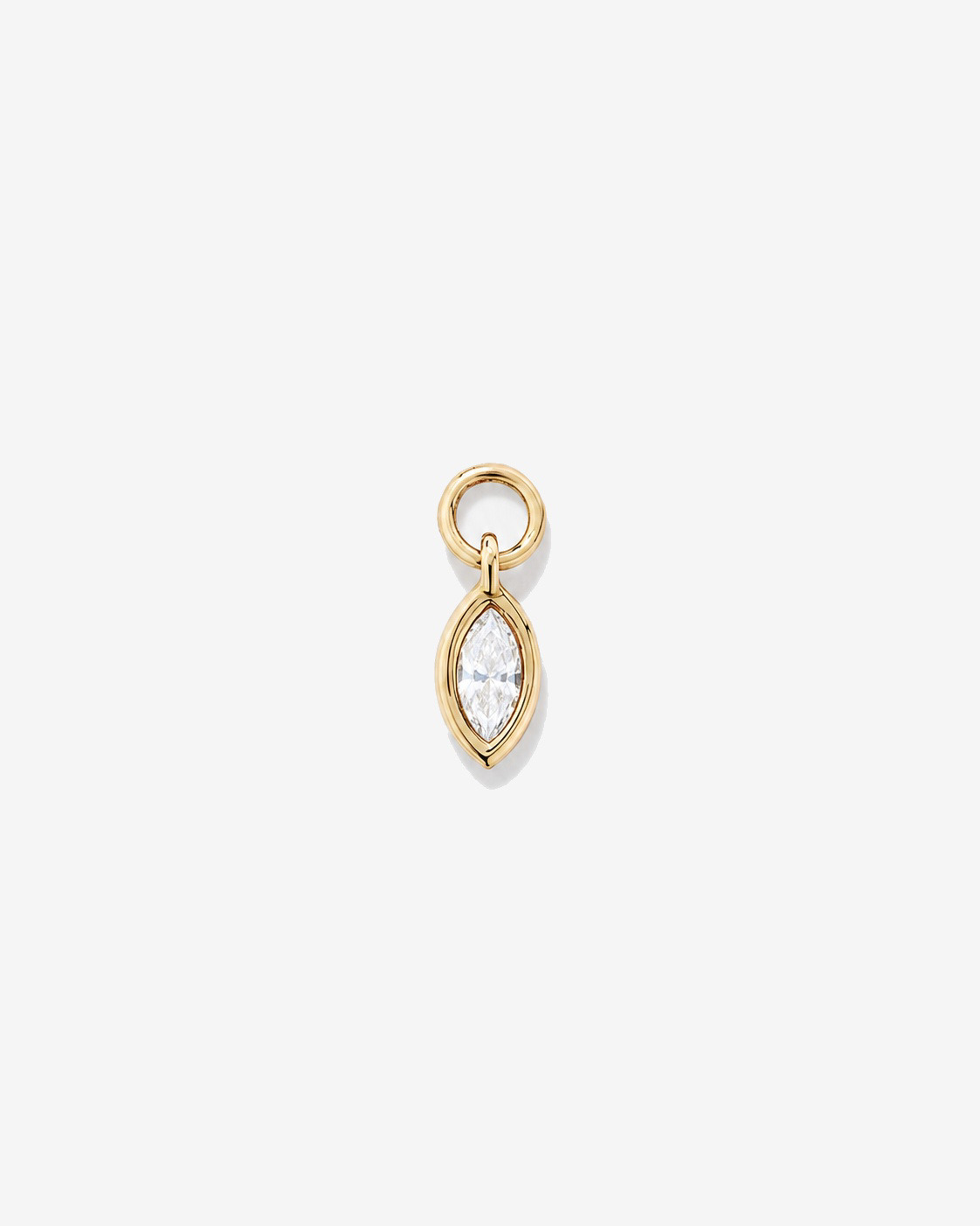 White Sapphire Single Earring Charm in 10kt Yellow Gold