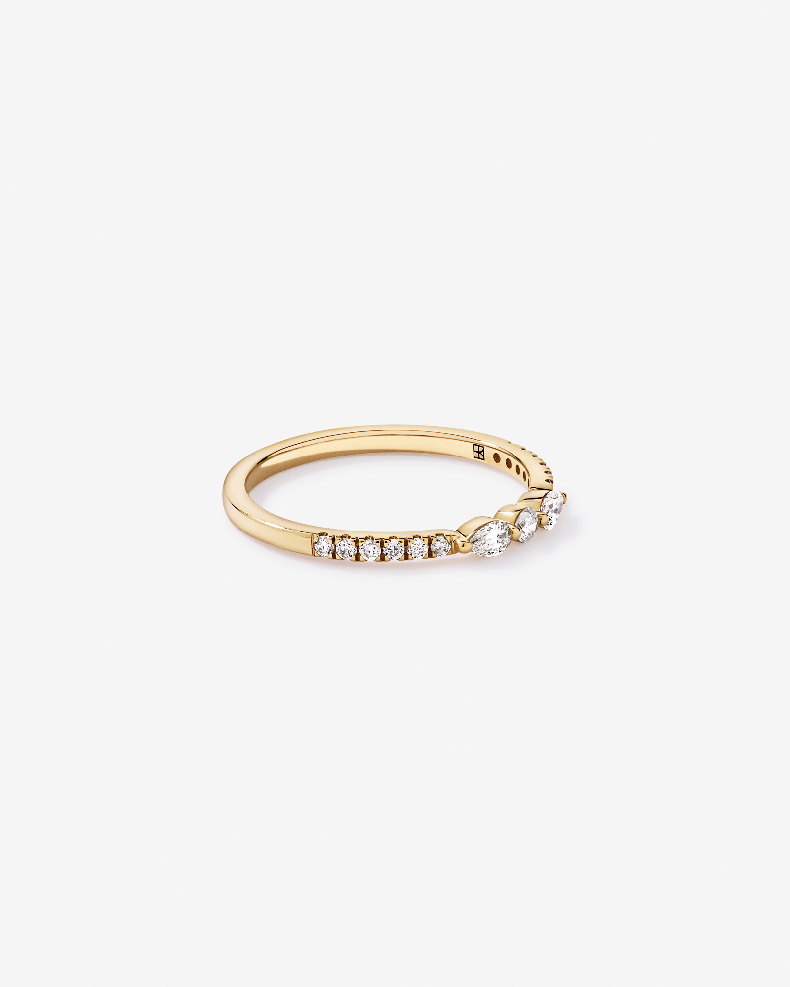 0.23TW Pear and Round Brilliant Diamond Wedding Ring 14kt Yellow Gold