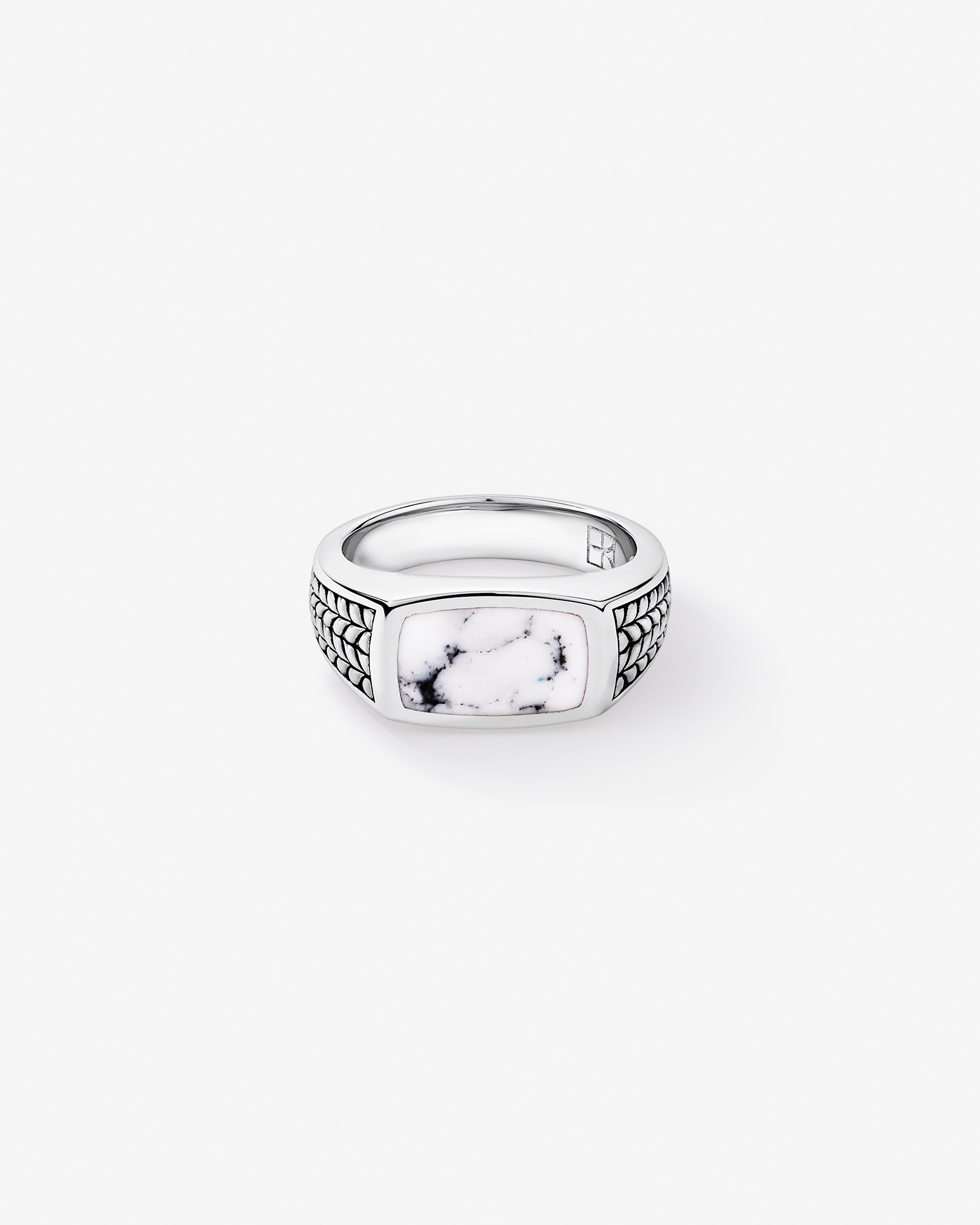Howlite Signet Ring in Sterling Silver