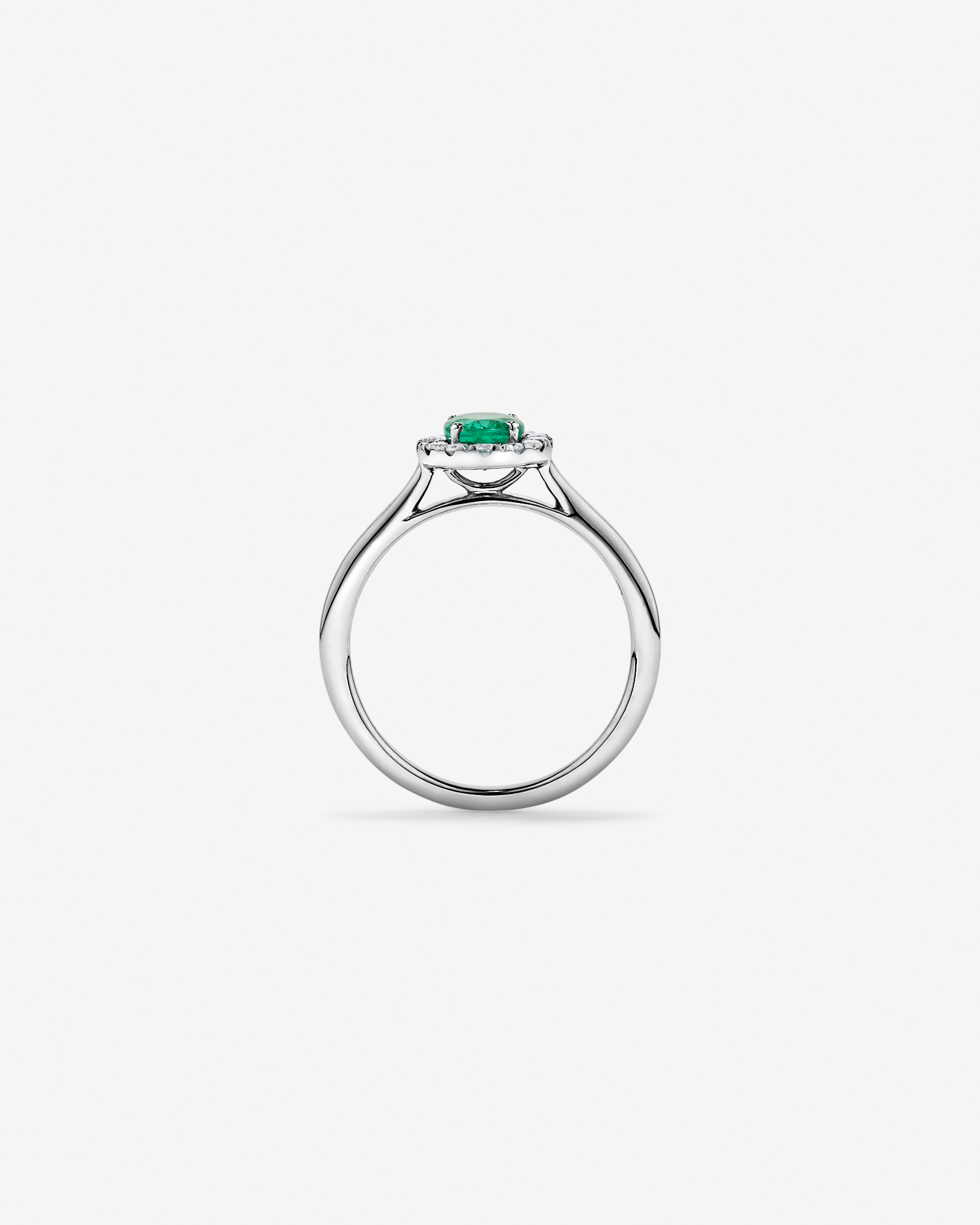 0.25 Carat TW Oval Emerald and Diamond Ring in Recycled Platinum