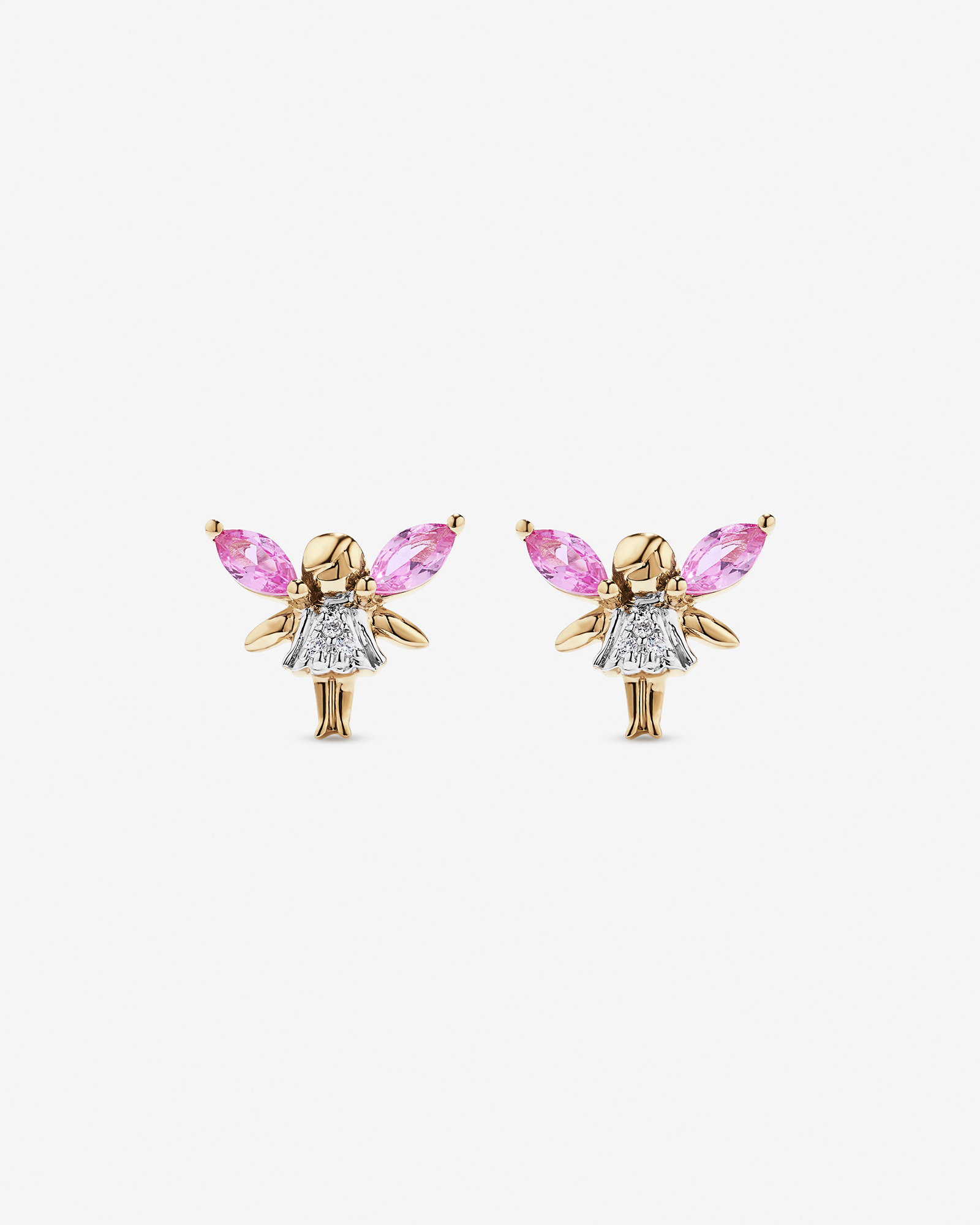 Children's Cubic Zirconia Fairy Stud Earrings in 10kt Yellow Gold
