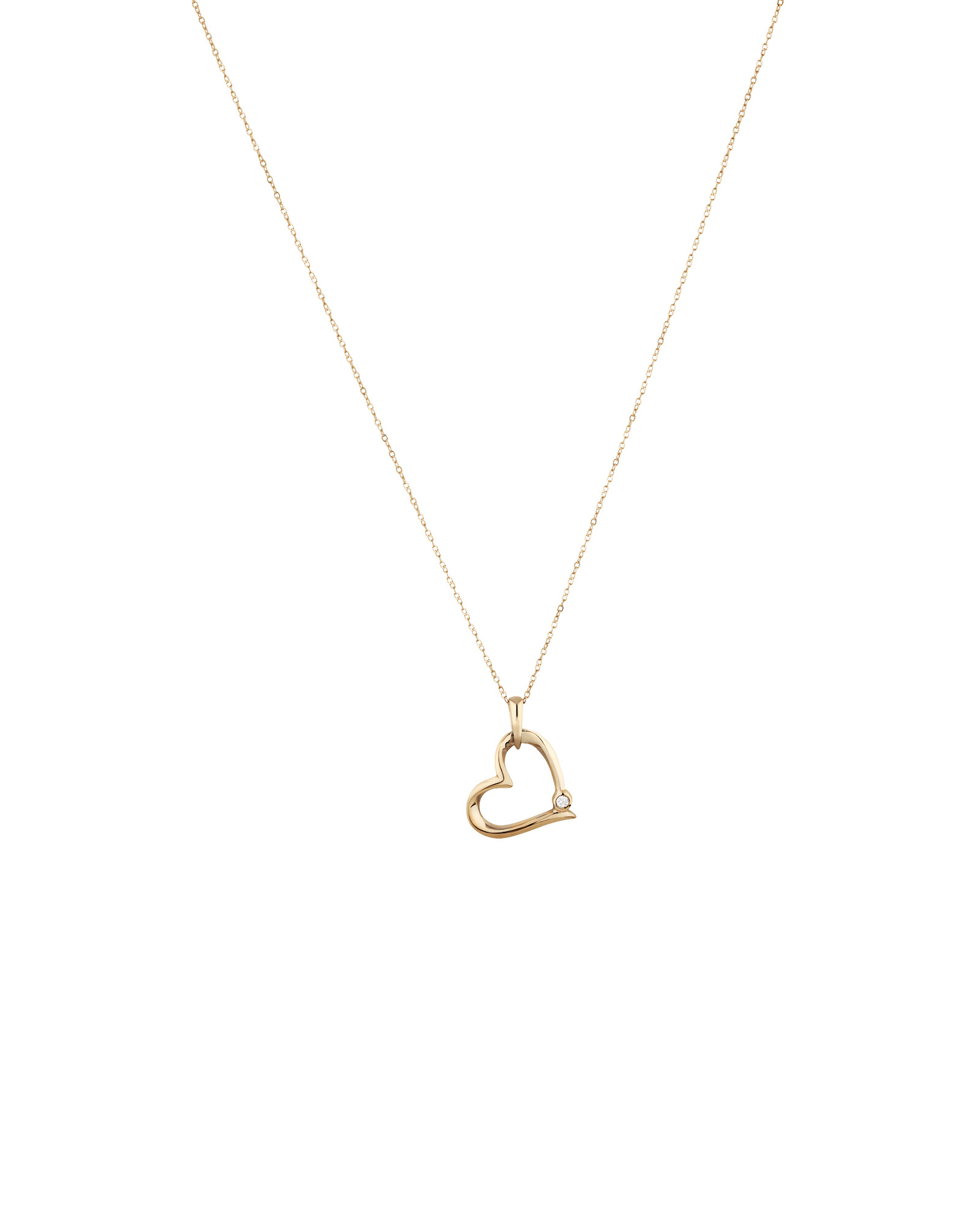 Heart Pendant with A Diamond in 10kt Yellow Gold