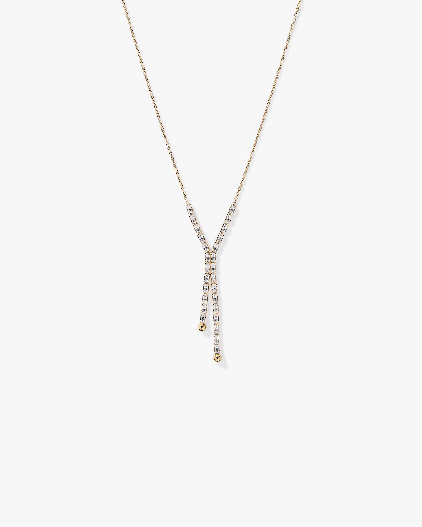 50cm (20") Cubic Zirconia Tennis Lariat Necklace in 18kt Yellow Gold Vermeil