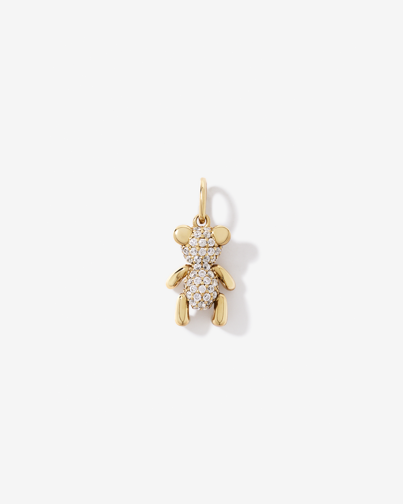 Teddy Bear Cubic Zirconia Pendant in 18kt Yellow Gold Vermeil
