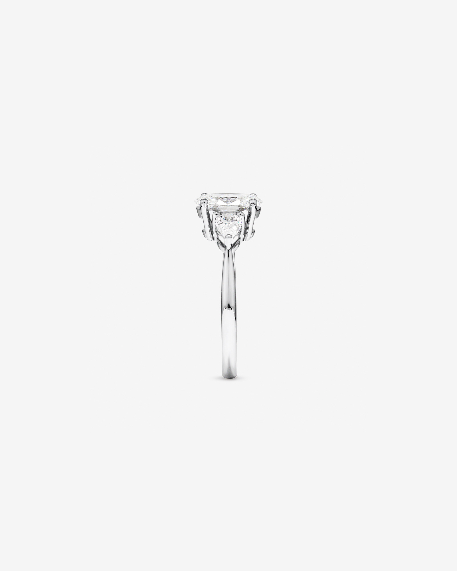 1.65 Carat TW Three Stone Oval and Pear Shaped Laboratory-Grown Diamond Engagement Ring 14kt White Gold