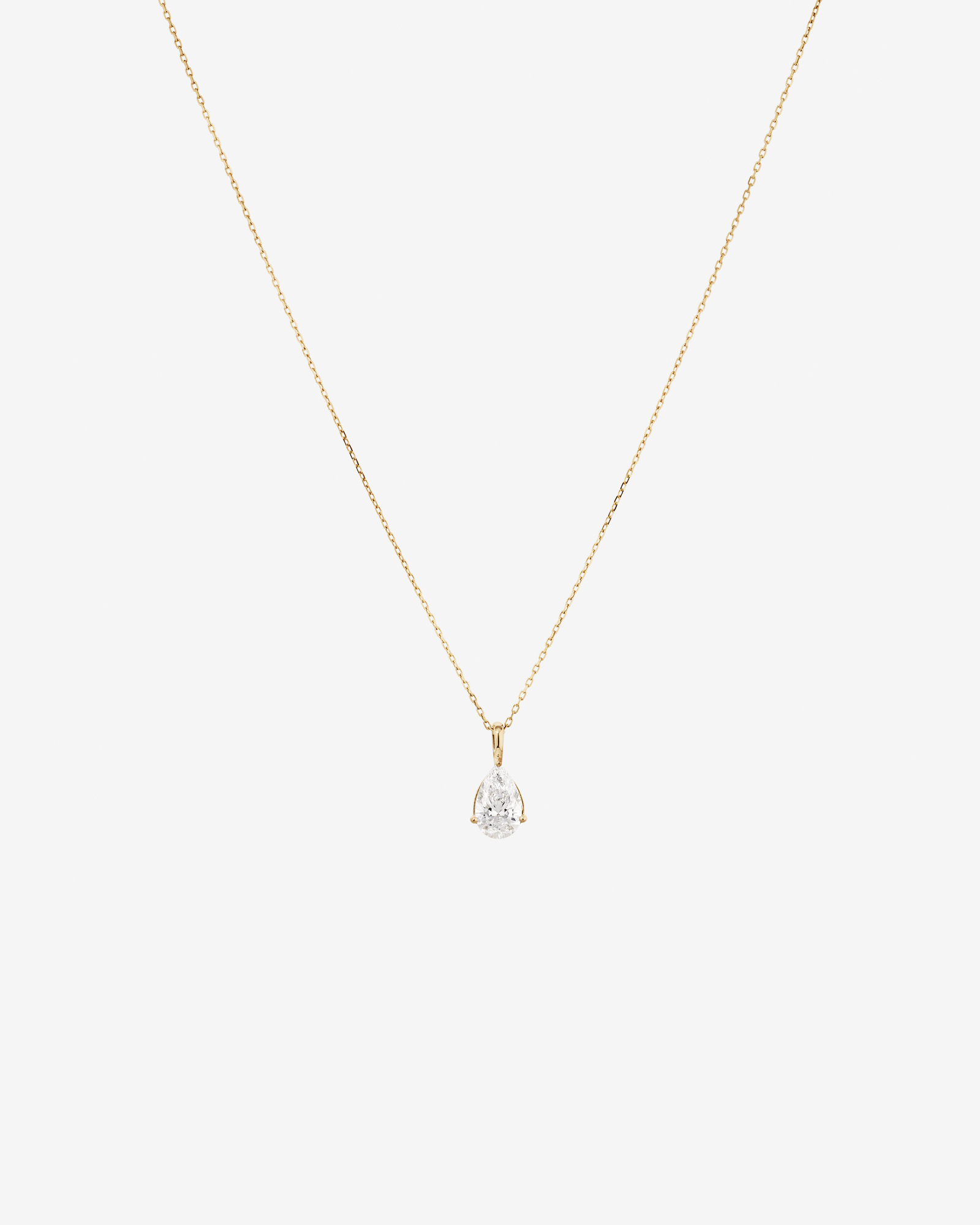 1.00 Carat TW Pear Cut Laboratory-Grown Diamond Solitaire Pendant in 10kt Yellow Gold