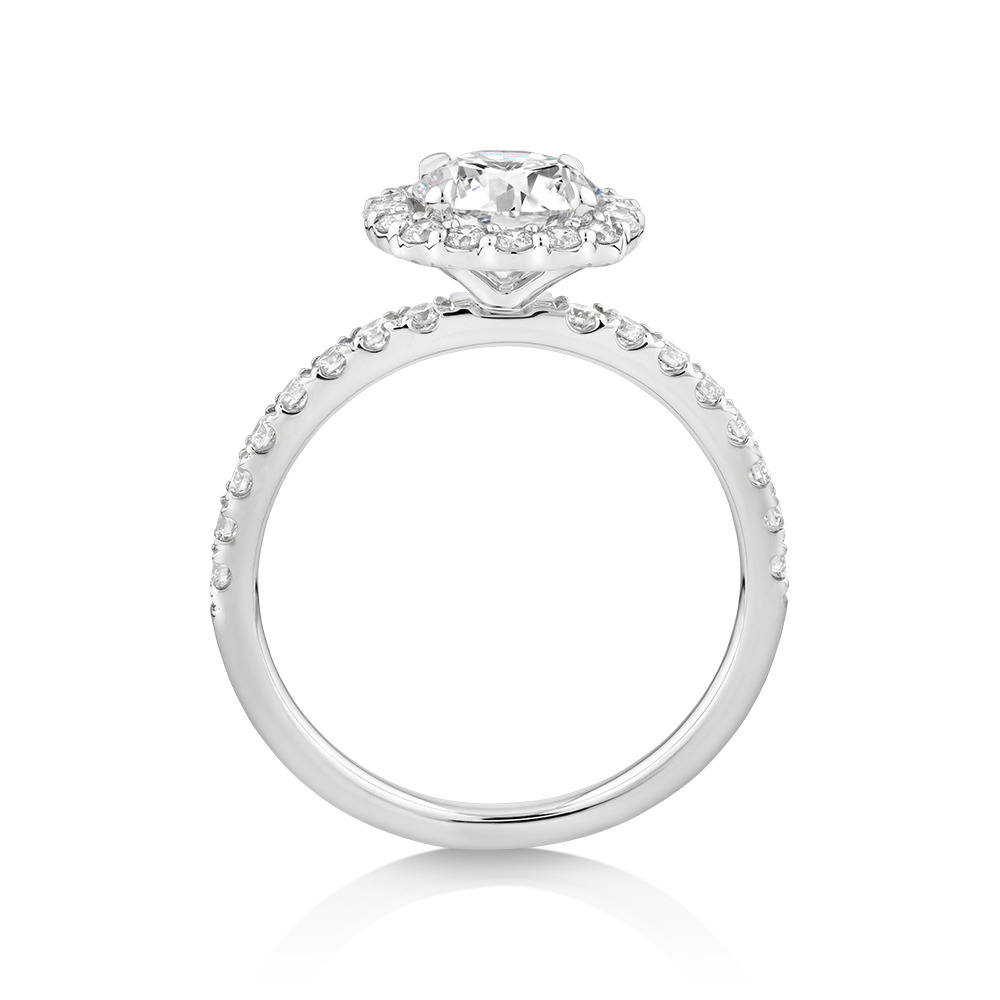 Bague Halo avec 1,79 Carat TW de Diamants de Laboratoire en Or Blanc 14kt
