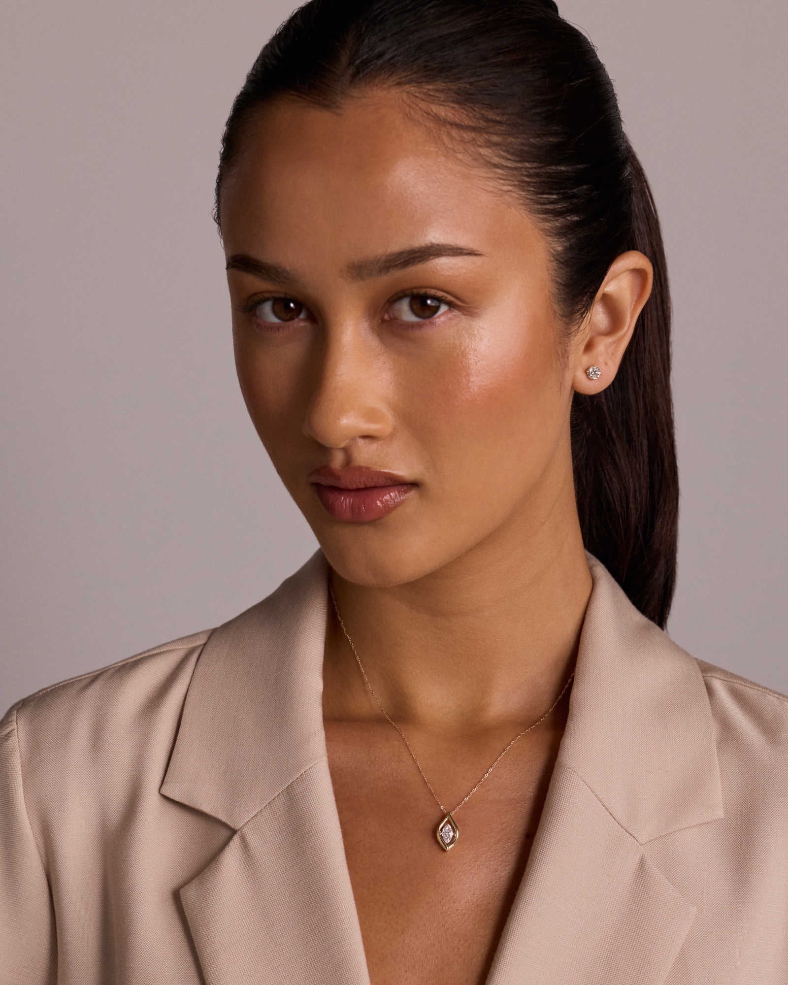 Lume Lab Marquise Pendant with 0.50 Carat TW of Laboratory-Grown Diamond in 10kt Yellow Gold