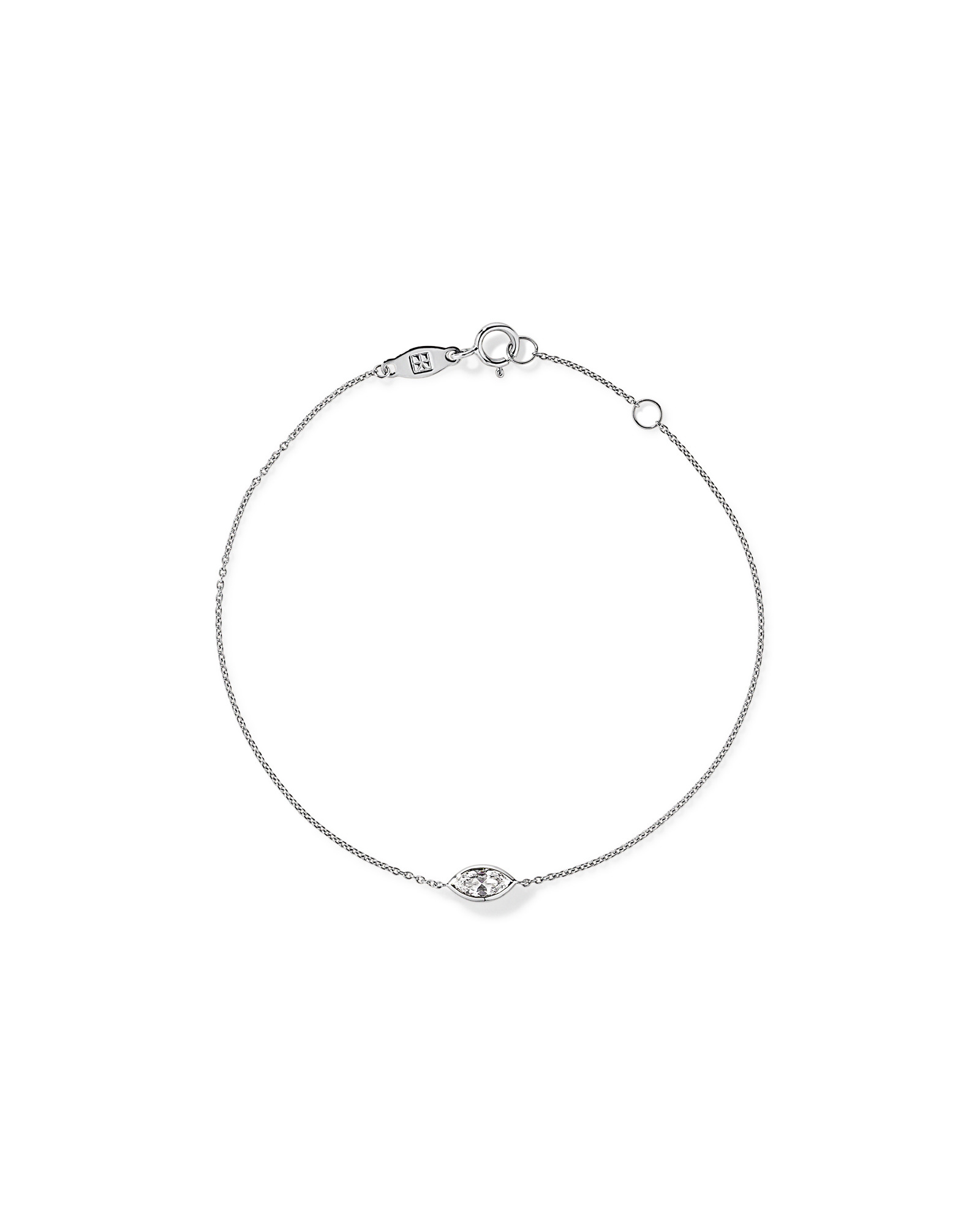 Marquise Cut White Created Sapphire Bezel Bracelet in 10kt White Gold