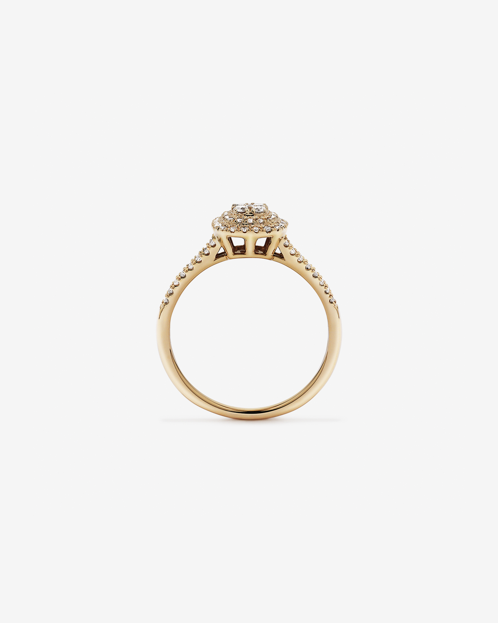 0.30 Carat TW Cushion Shaped Cluster Halo Diamond Ring in 10kt Yellow Gold