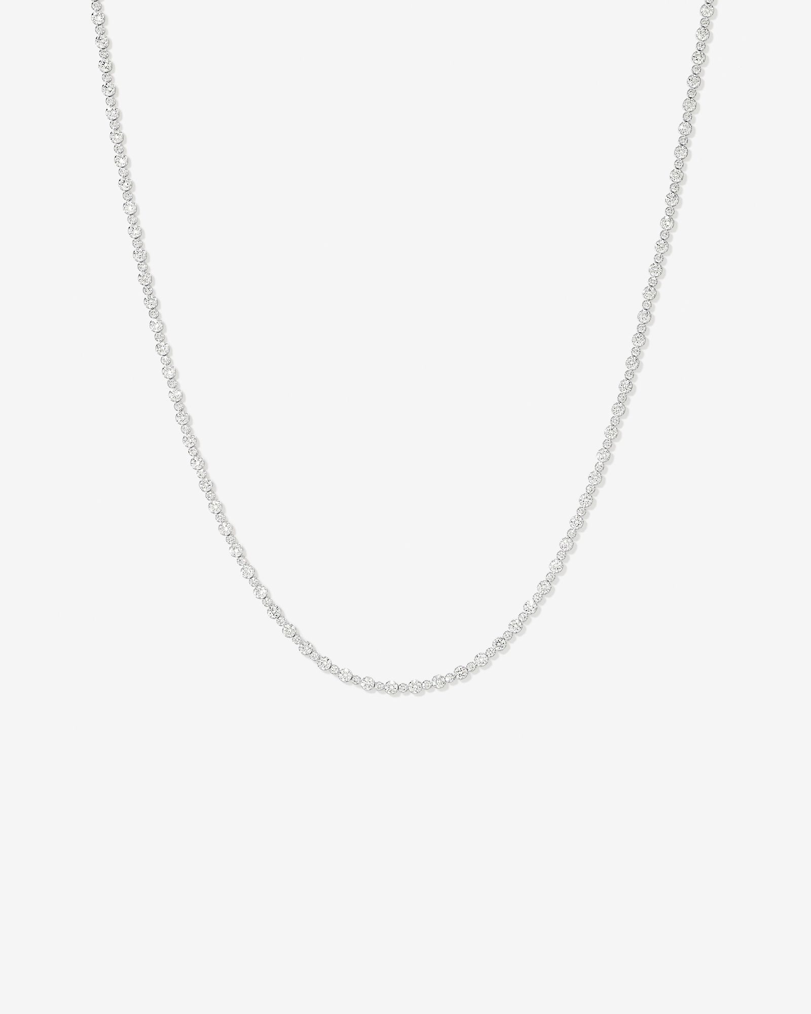 Cubic Zirconia Round Tennis Necklace in Sterling Silver