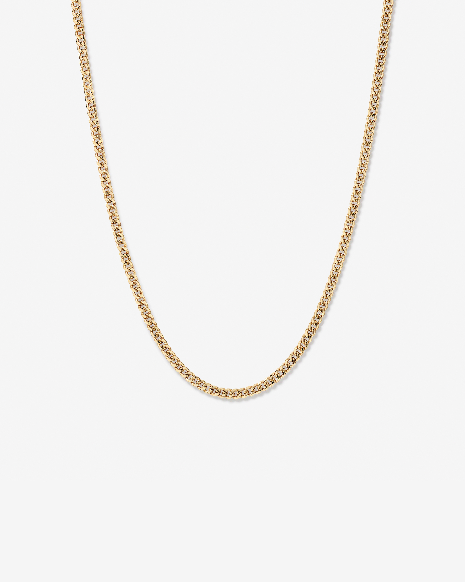 45cm (18”) 4.5mm Width Semi Solid Miami Curb Chain in 10kt Yellow Gold