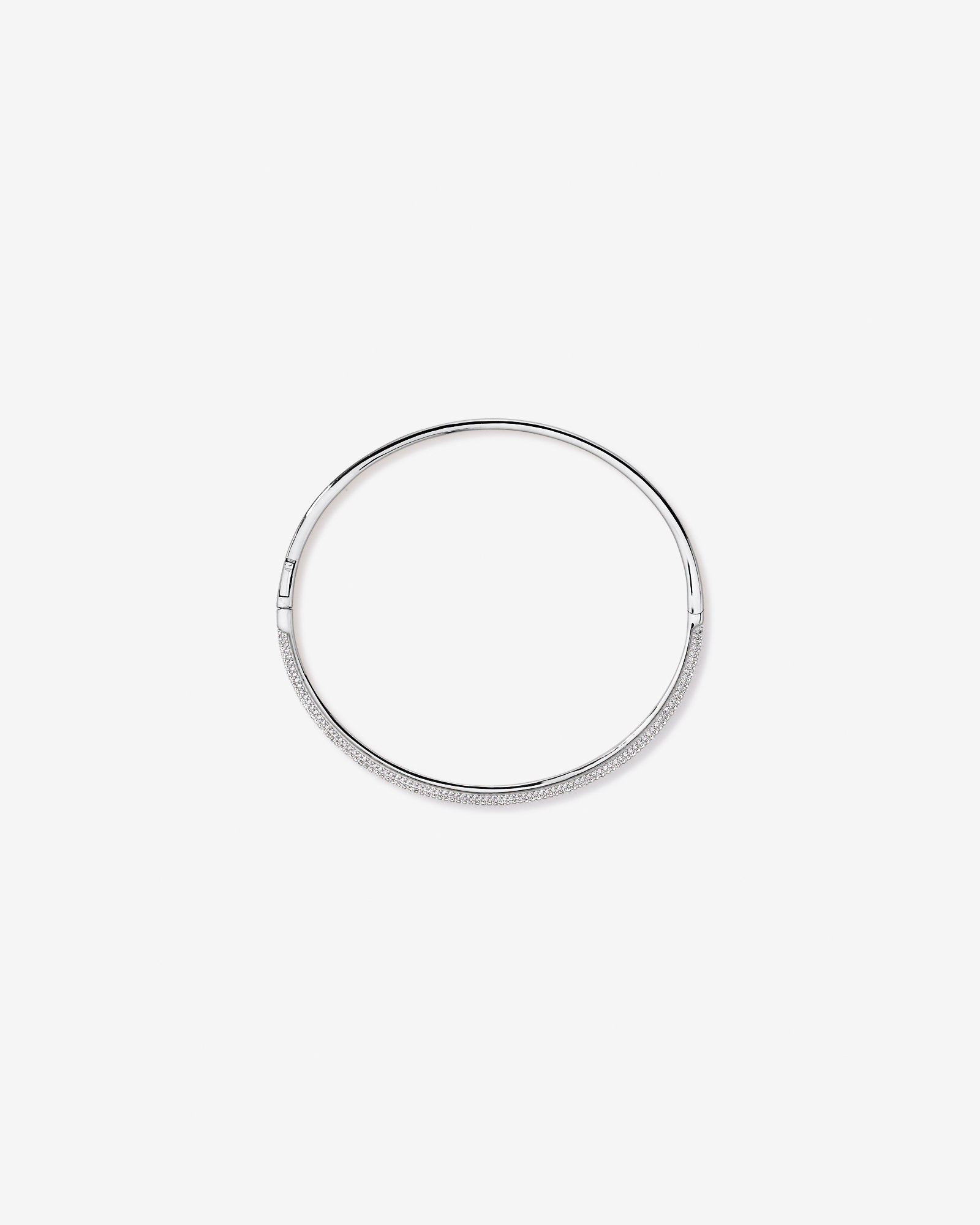 62mm Slim Pavé Hinged Bangle with Cubic Zirconia in Sterling Silver