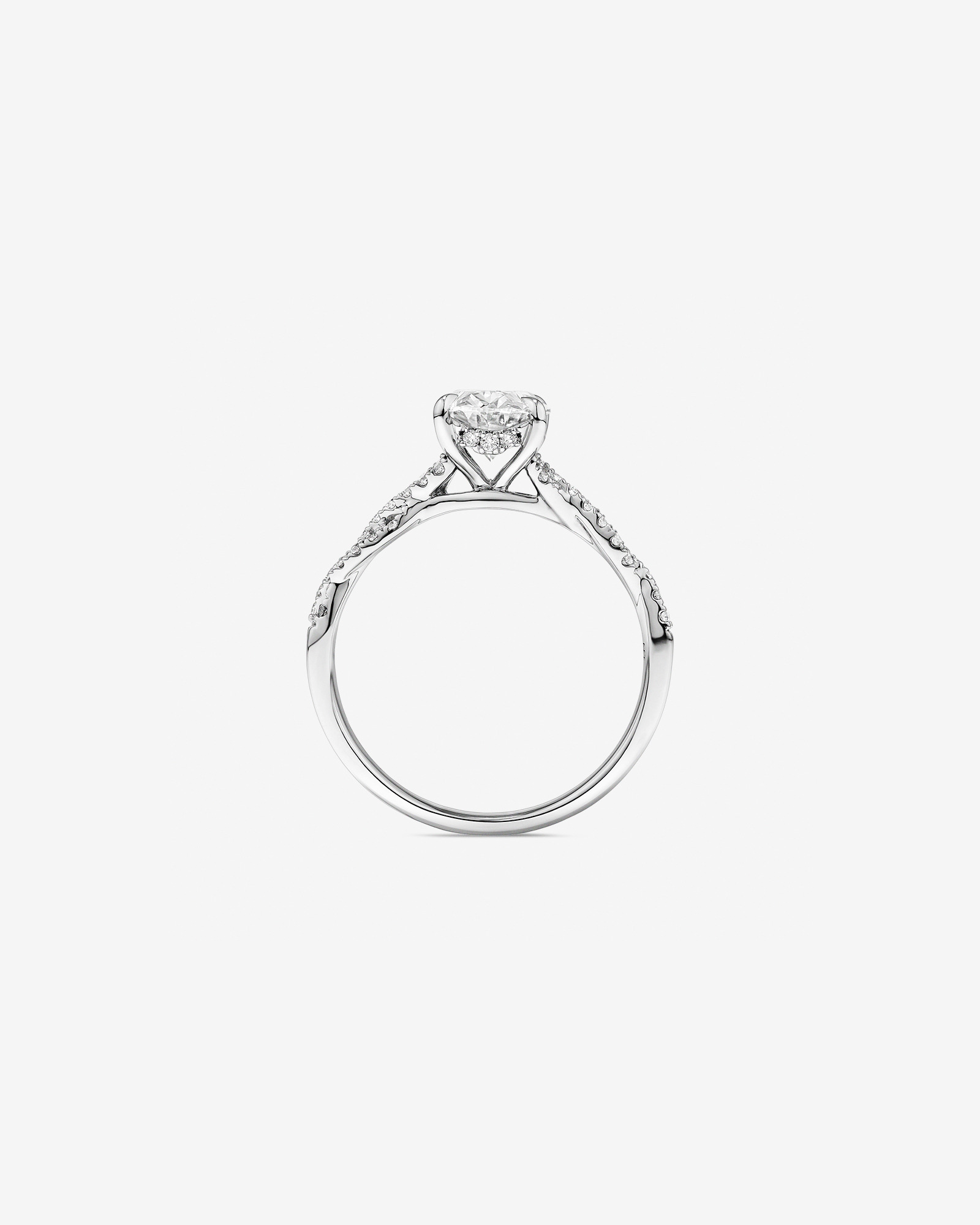 1.70 Carat TW Oval Cut Lab-Grown Diamond Twist Band Engagement Ring 14kt White Gold