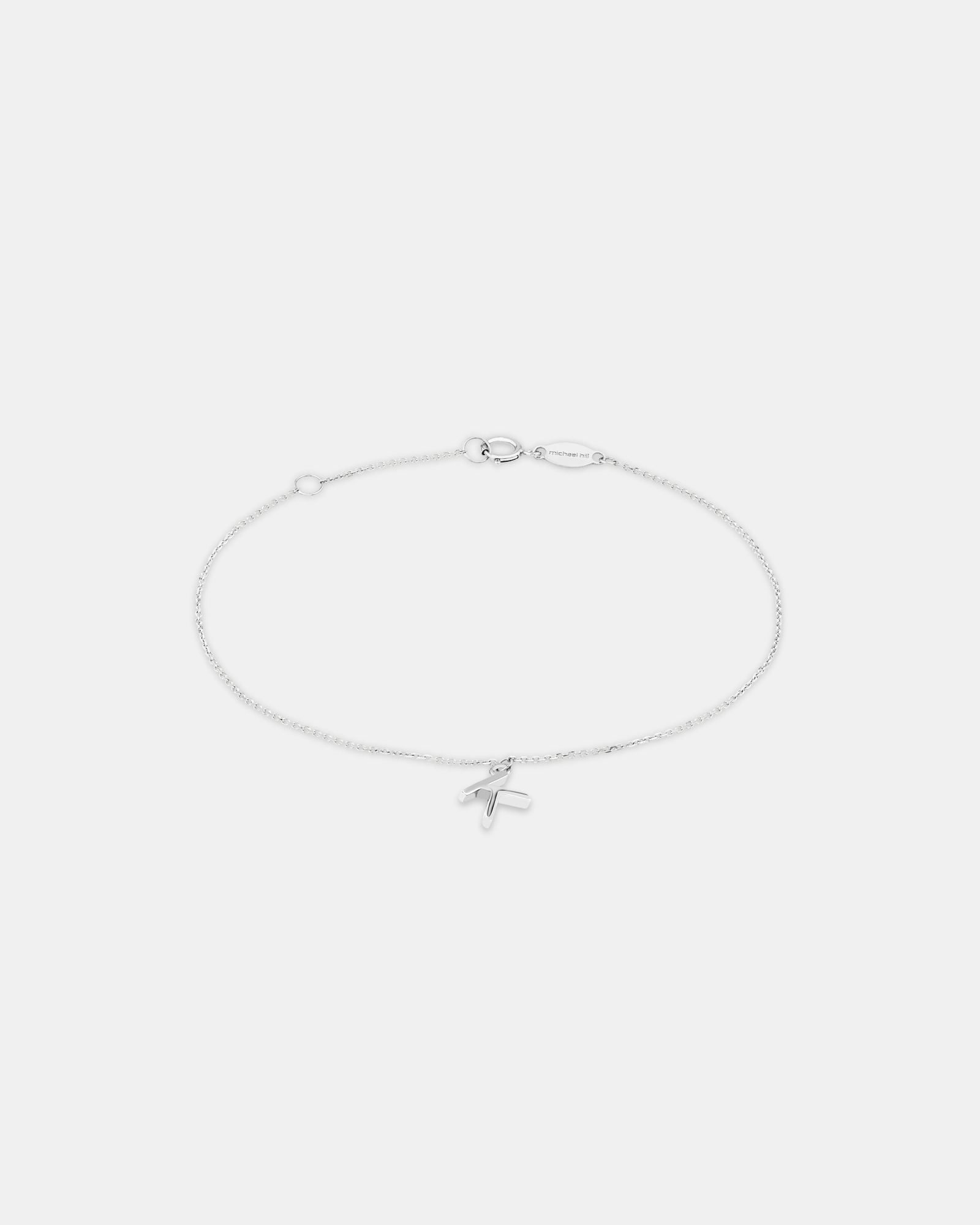 19cm (7.5") K Initial Bracelet in Sterling Silver