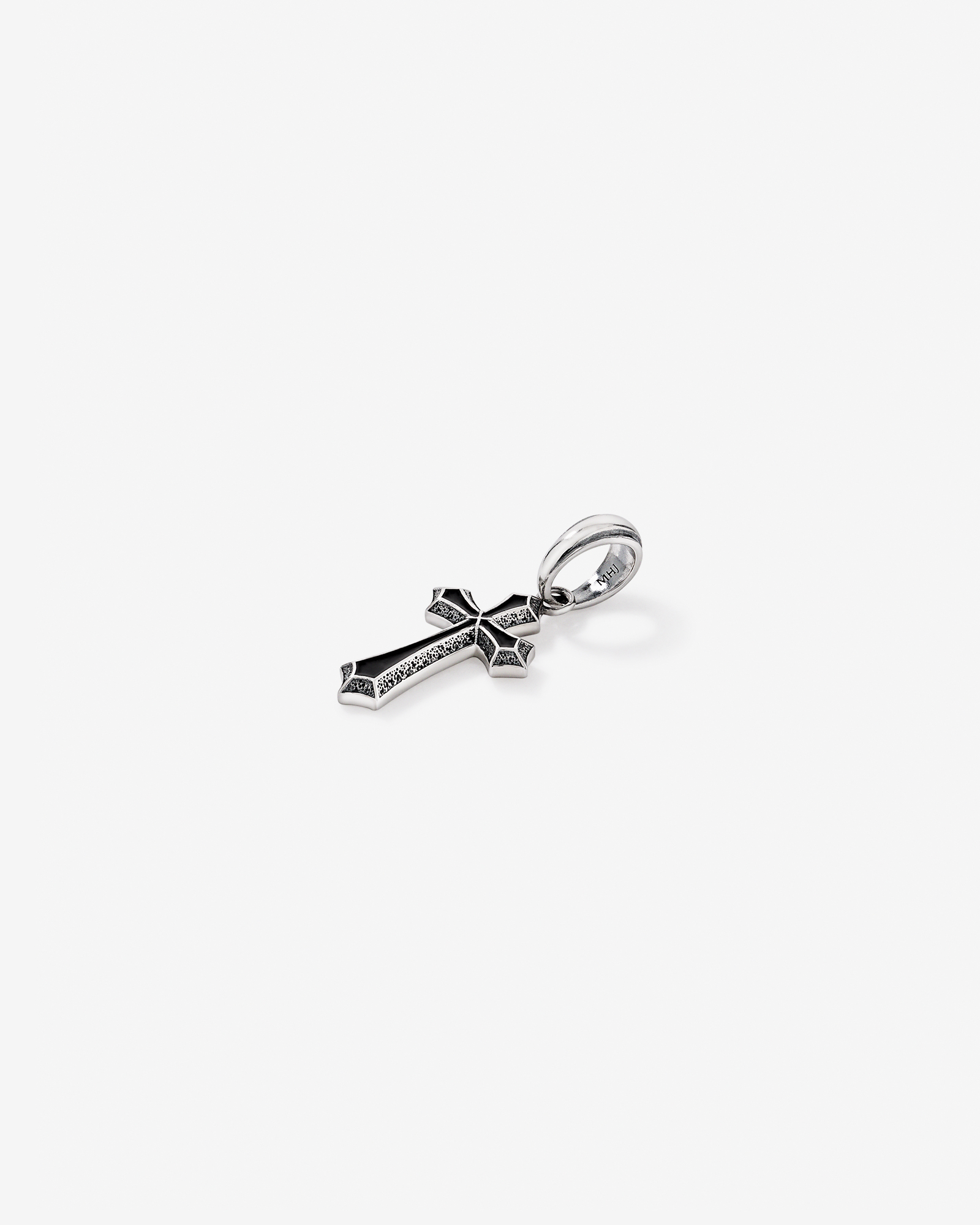 Pendentif croix en argent sterling et émail noir