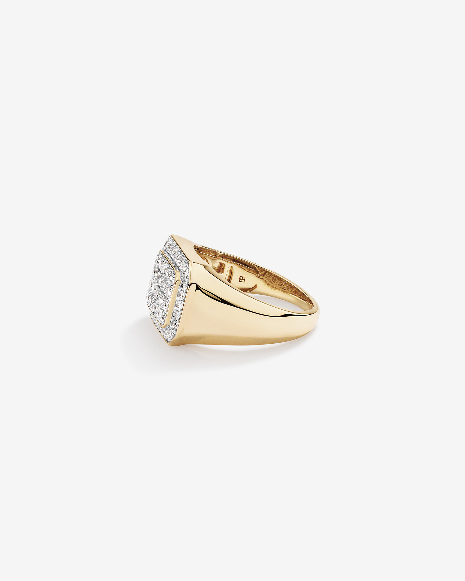 Bague chevalière ronde TW pavée de diamants brillants de 1,00 carat pour hommes en or jaune 10 carats