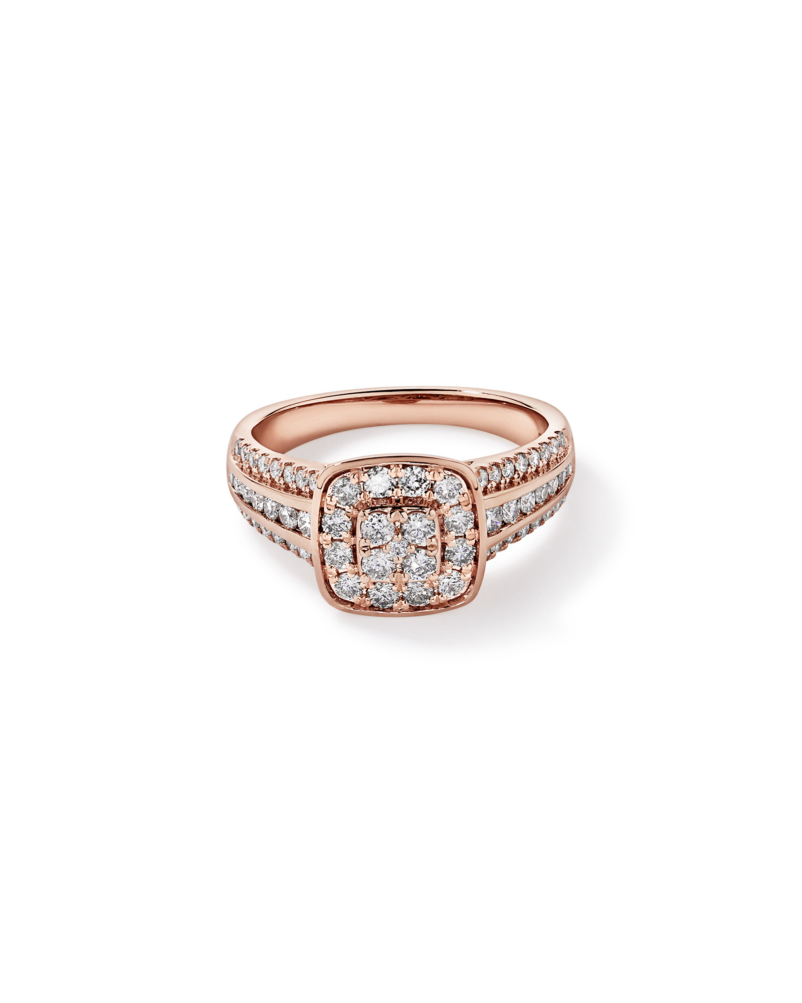 0.85 Carat TW Cushion-Shaped Diamond Cluster Ring 10kt Rose Gold