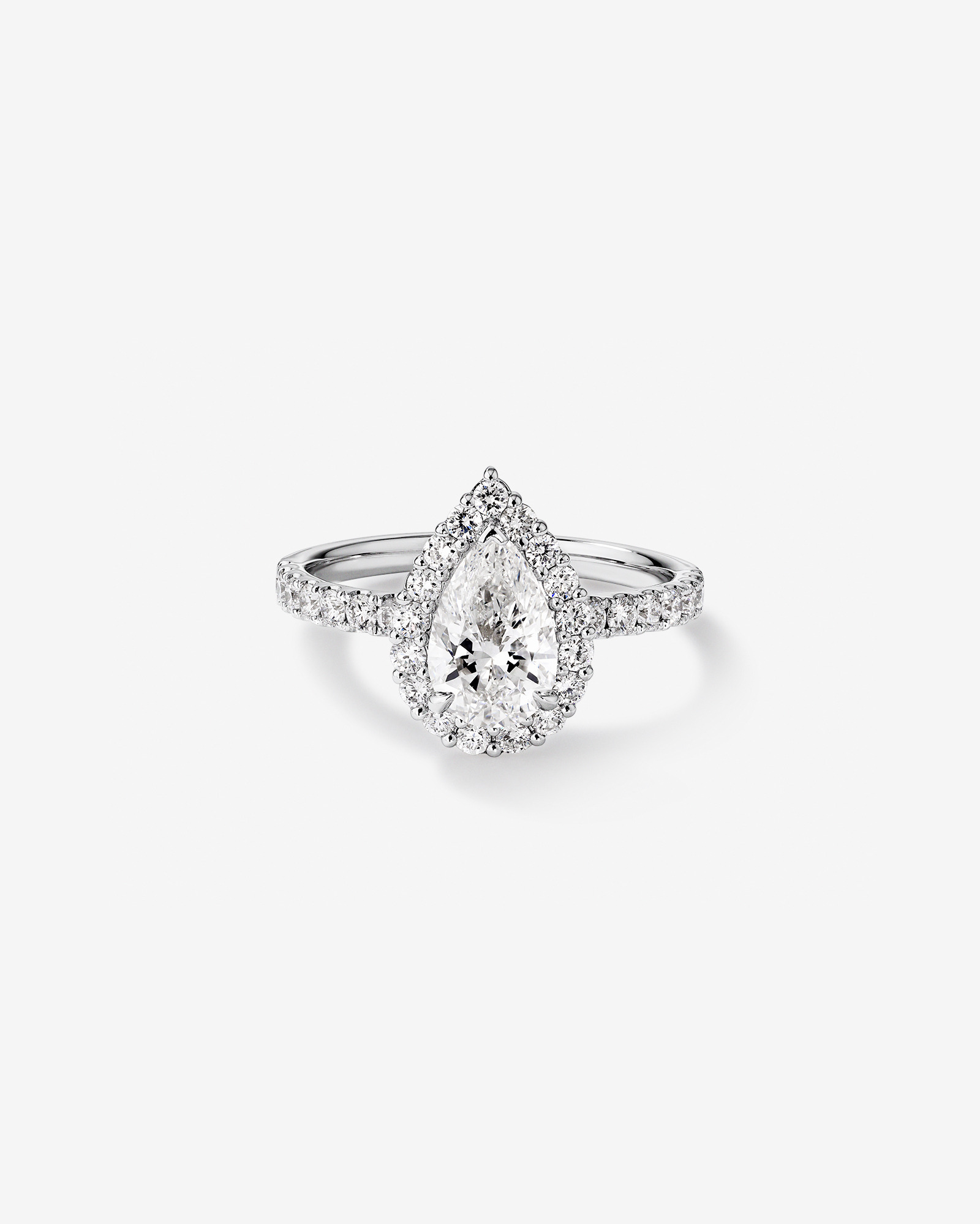 1.82 Carat TW Pear Cut Laboratory-Grown Diamond Halo Engagement Ring 14kt White Gold