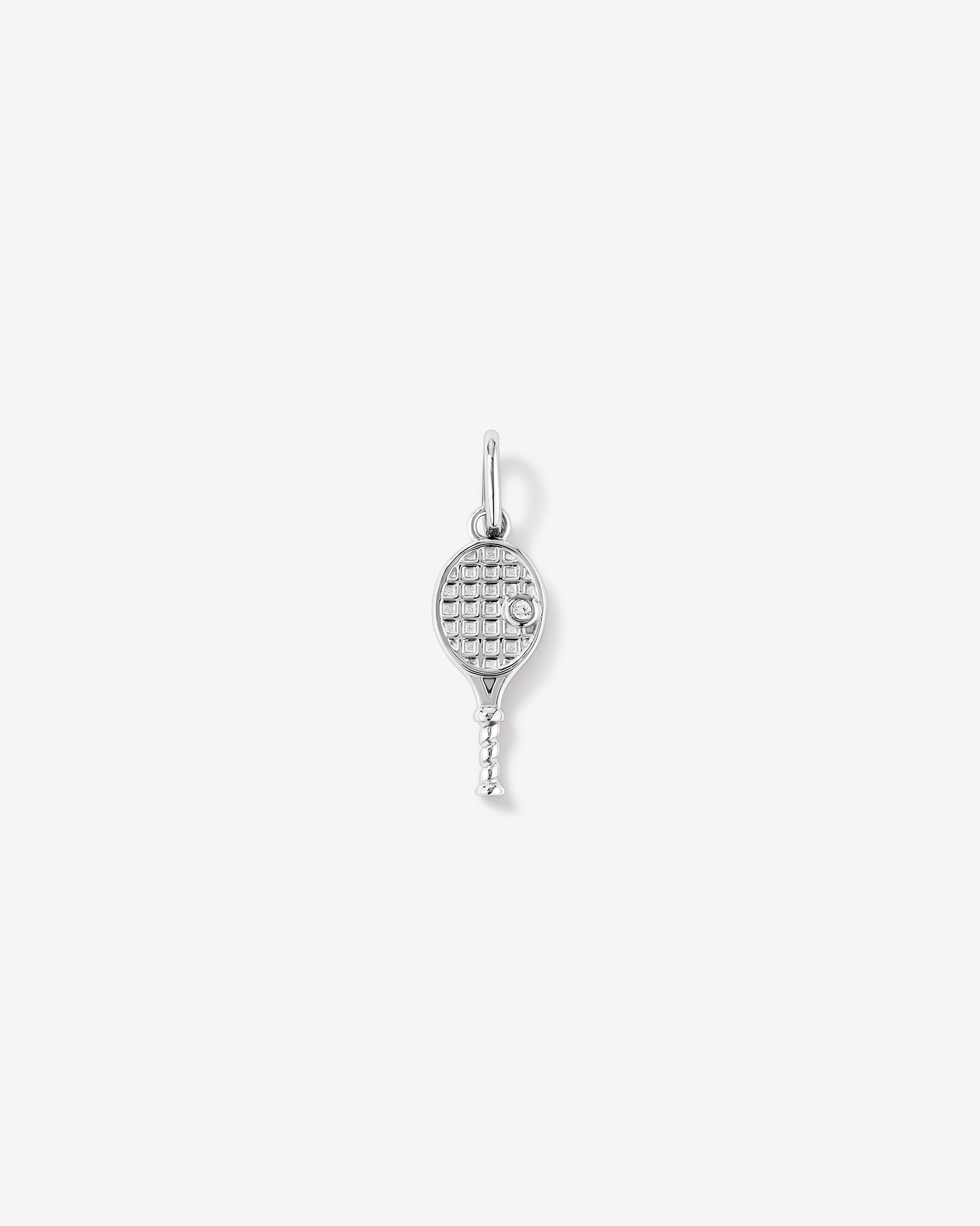 Diamond Accent Tennis Racquet Pendant in Sterling Silver