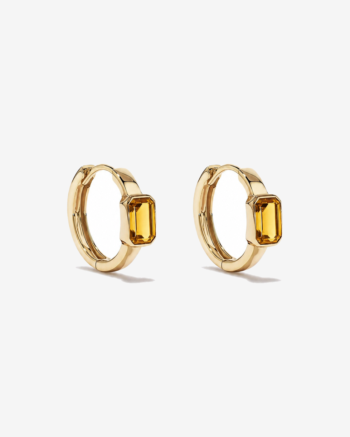 Citrine Bezel Huggie Earrings in 10kt Yellow Gold