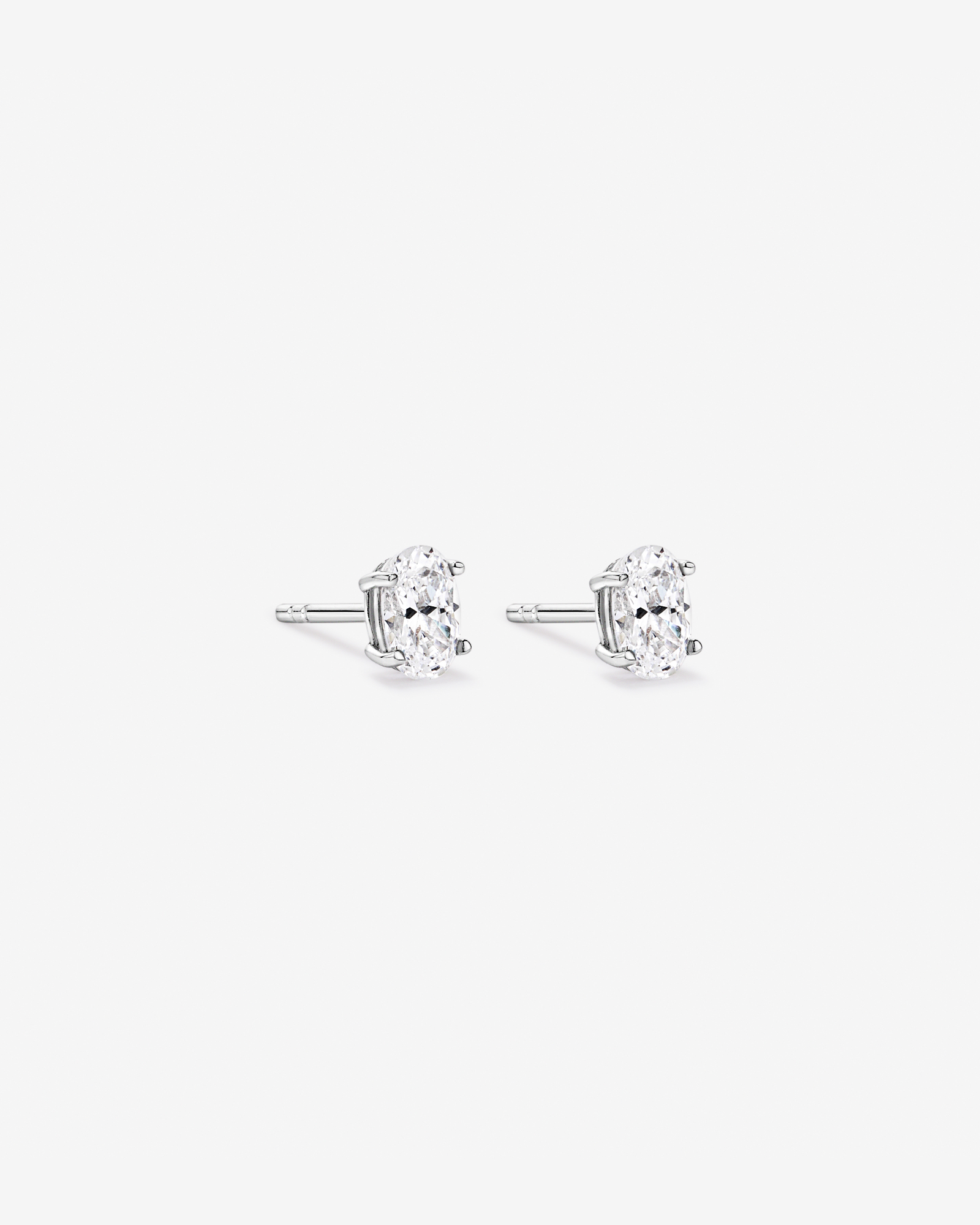 Oval Cubic Zirconia Solitaire Stud Earrings in Sterling Silver