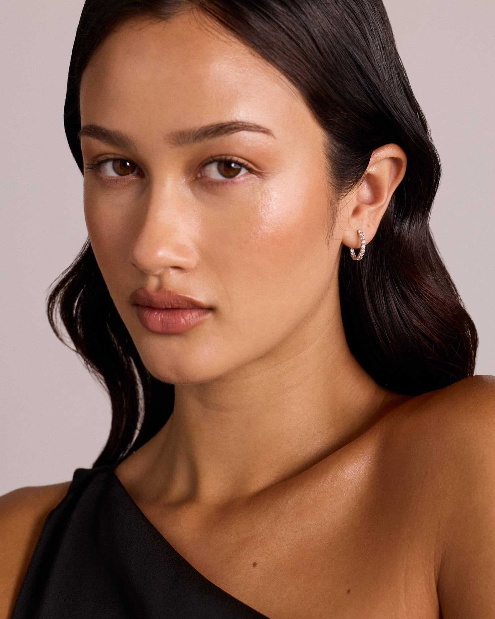 Boucles d’oreilles créoles en diamant cultivées en laboratoire TW de 1,00 carat serties en or blanc 10 carats